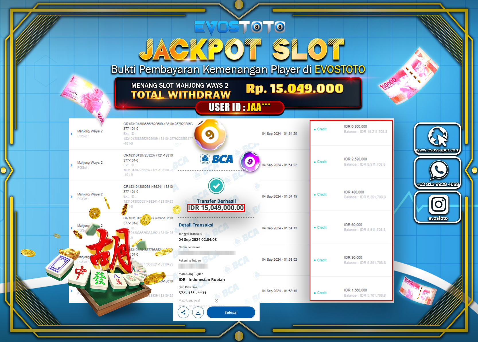 PEMBAYARAN JACKPOT  MAHJONG WAYS 2 15.049.000 DI BAYAR LANGSUNG !