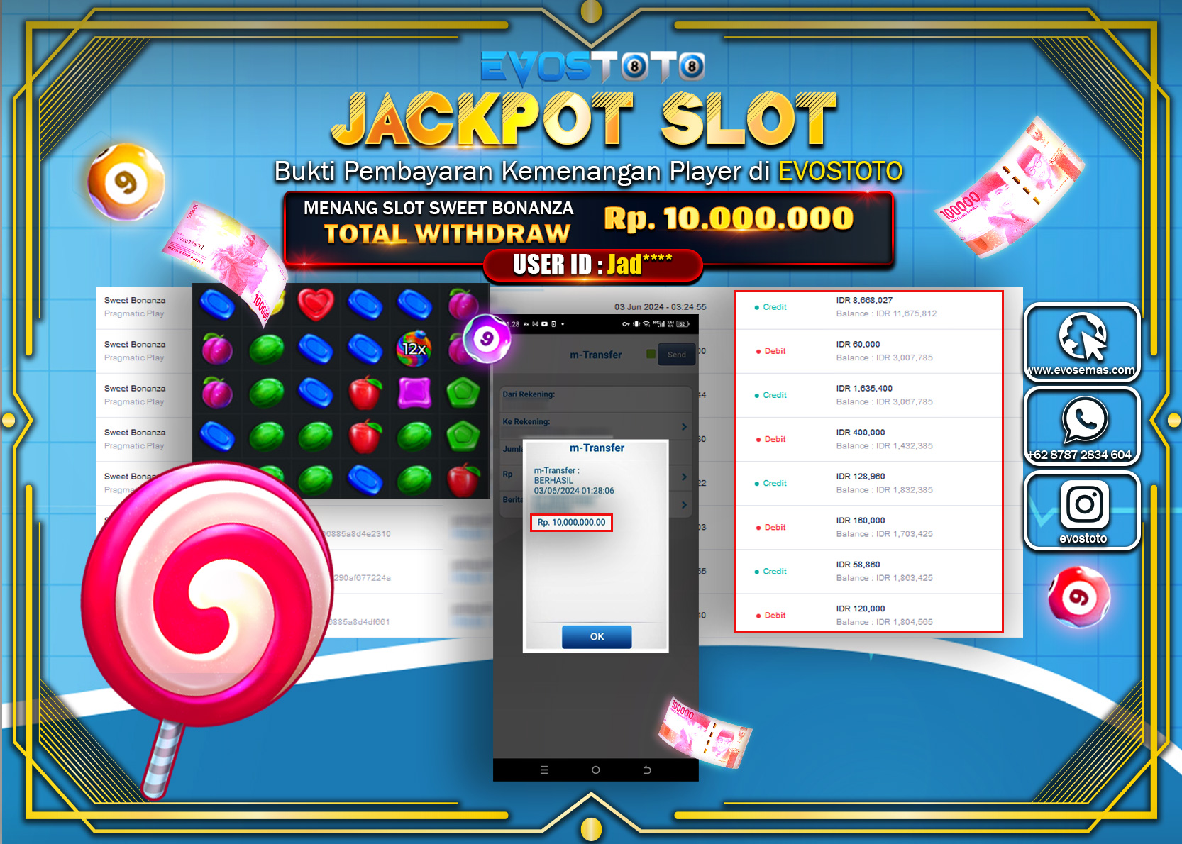 PEMBAYARAN JACKPOT SLOT SWEET BONANZA 10.000.000 DI BAYAR LANGSUNG !