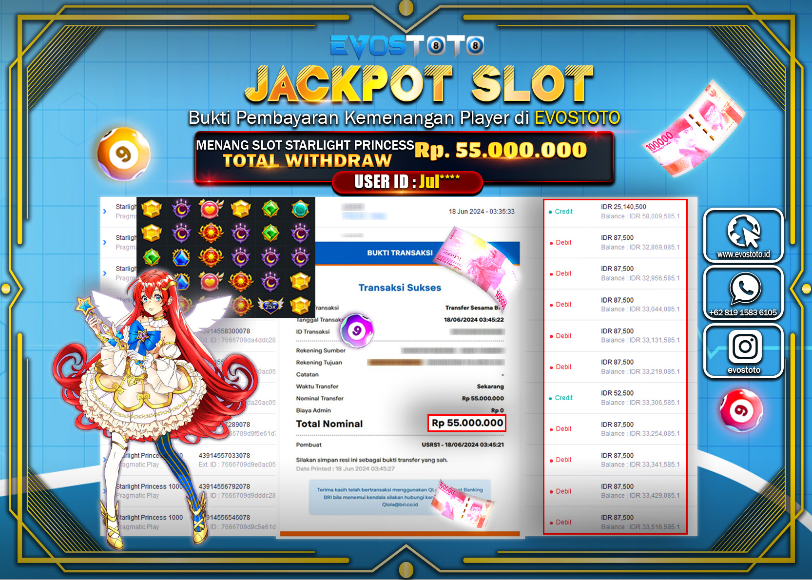 PEMBAYARAN JACKPOT SLOT STARLIGHT PRINCESS 1000 55.000.000 DI BAYAR LANGSUNG !