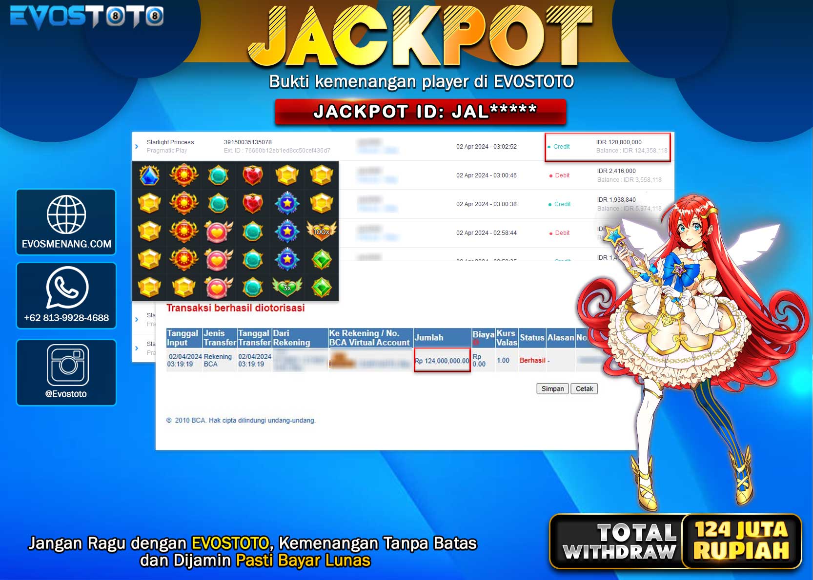 PEMBAYARAN JACKPOT SLOT STARLIGHT PRINCESS 124.000.000 DI BAYAR LANGSUNG !