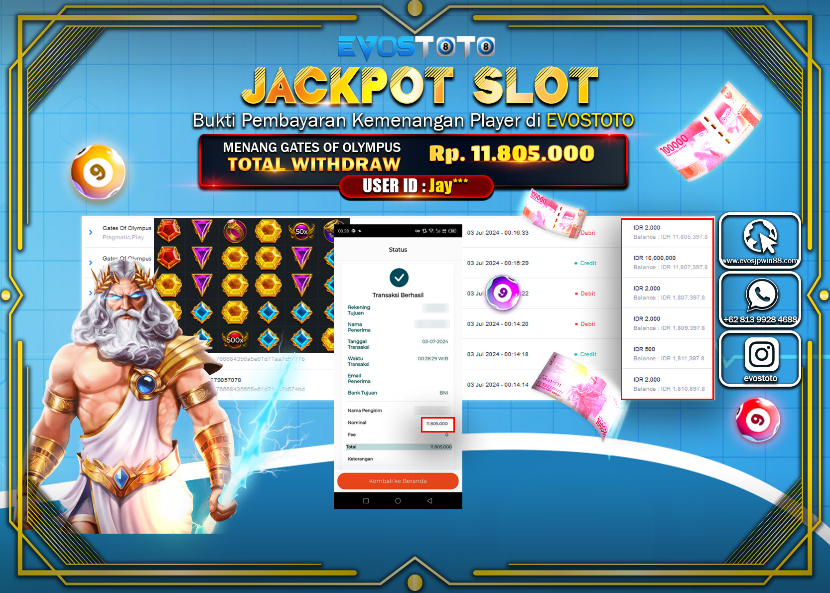 PEMBAYARAN JACKPOT SLOT GATES OF OLYMPUS 11.805.000 DI BAYAR LANGSUNG !