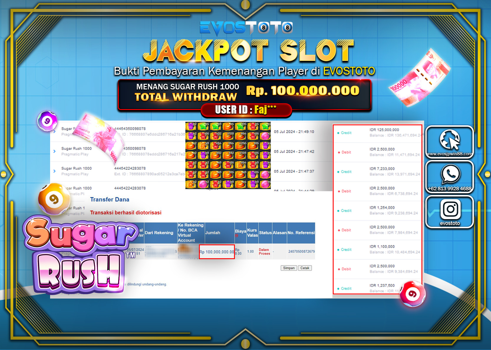 PEMBAYARAN JACKPOT SLOT SUGAR RUSH 1000 100.000.000 DI BAYAR LANGSUNG !