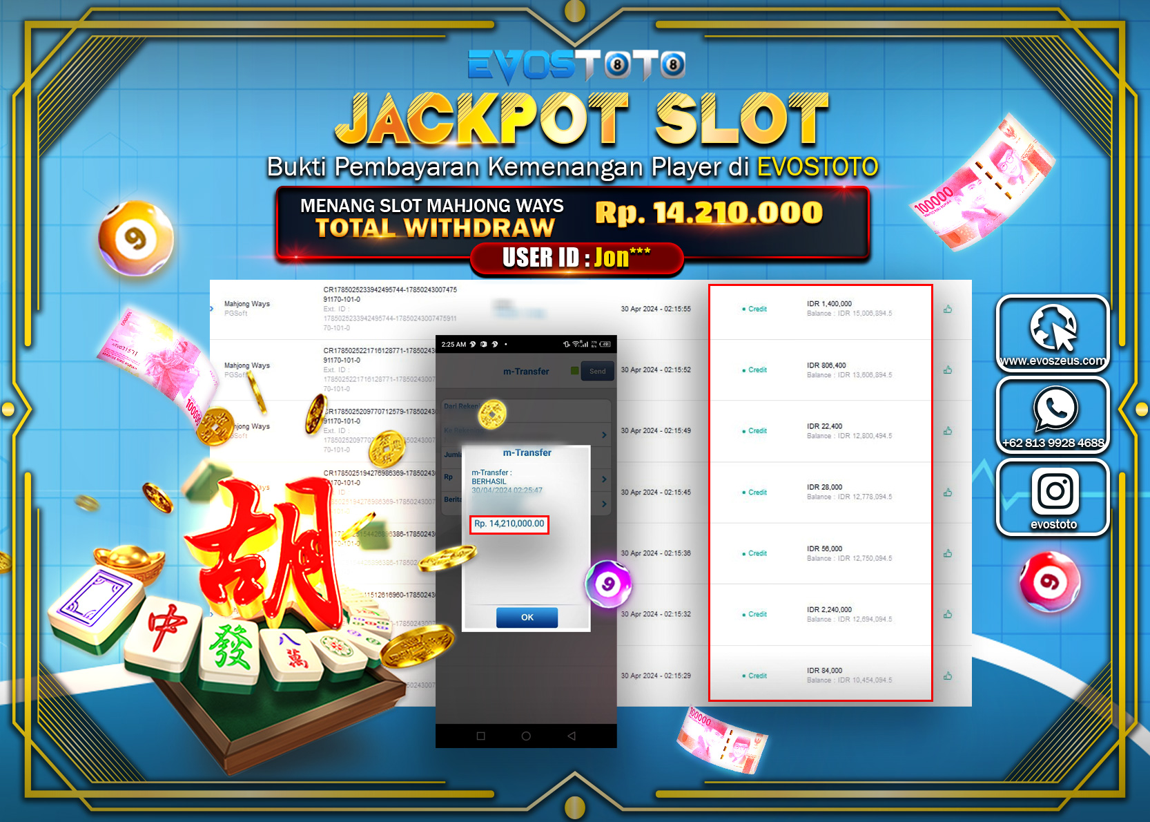 PEMBAYARAN JACKPOT SLOT MAHJONG WAYS 14.210.000 DI BAYAR LANGSUNG !