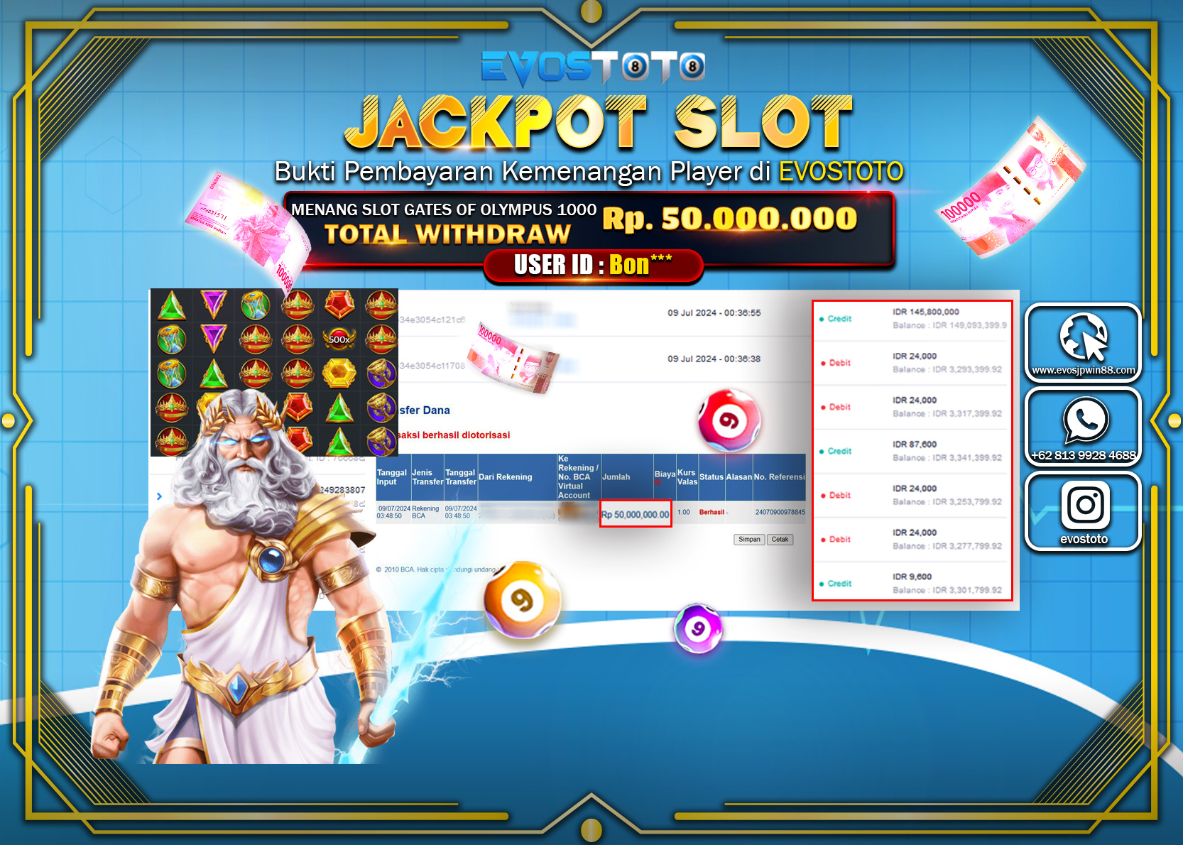 PEMBAYARAN JACKPOT SLOT GATES OF OLYMPUS 1000 50.000.000 DI BAYAR LANGSUNG !