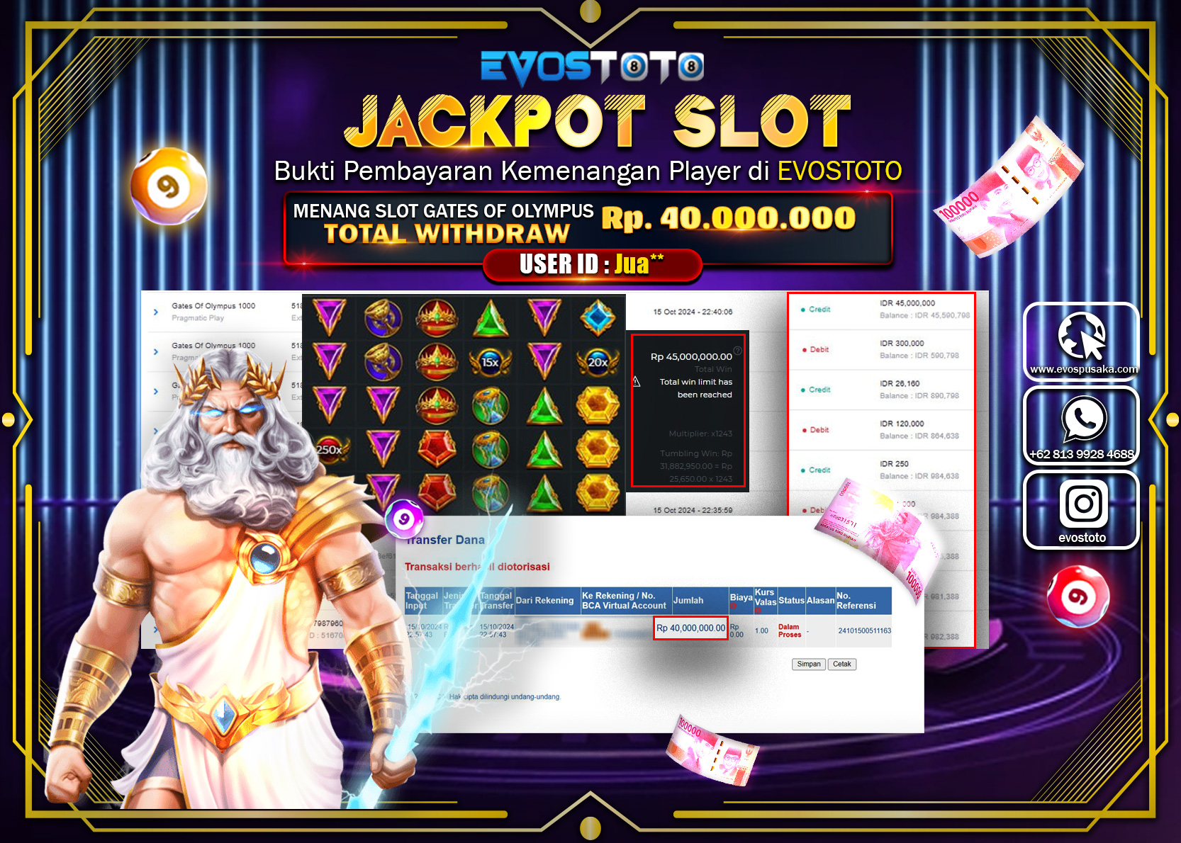 PEMBAYARAN JACKPOT SLOT GATES OF OLYMPUS 1000 40.000.000 DI BAYAR LANGSUNG !