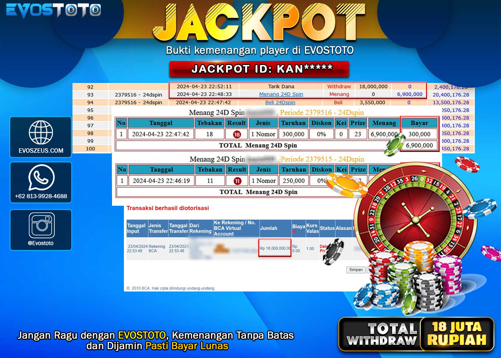 PEMBAYARAN JACKPOT LIVE GAME 24D SPIN 18.000.000 DI BAYAR LANGSUNG !