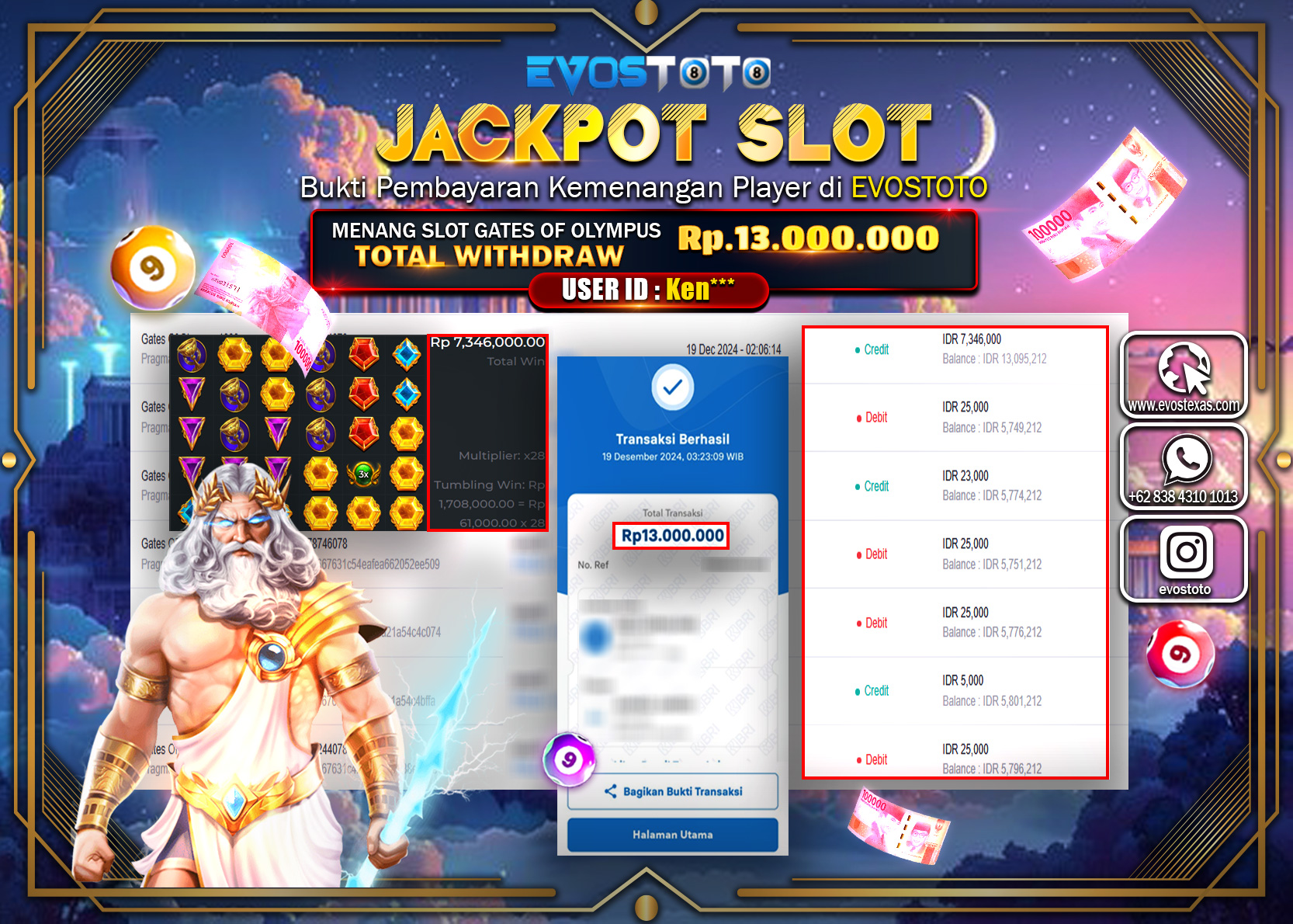 PEMBAYARAN JACKPOT SLOT GATES OF OLYMPUS 1000 Rp.13.000.000 DI BAYAR LANGSUNG !