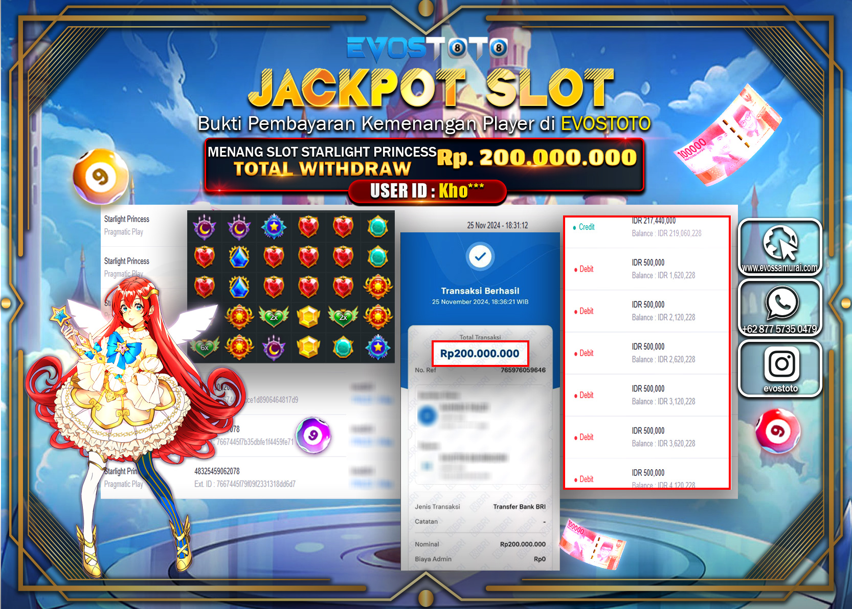 PEMBAYARAN JACKPOT SLOT STARLIGHT PRINCES 200.000.000 DI BAYAR LANGSUNG !