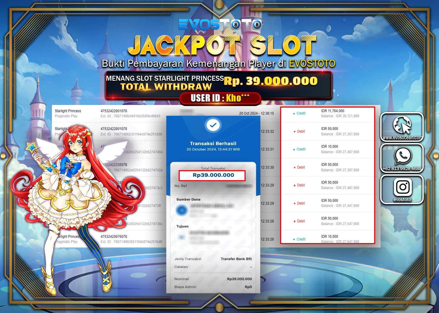 PEMBAYARAN JACKPOT SLOT STARLIGHT PRINCES 39.000.000 DI BAYAR LANGSUNG !