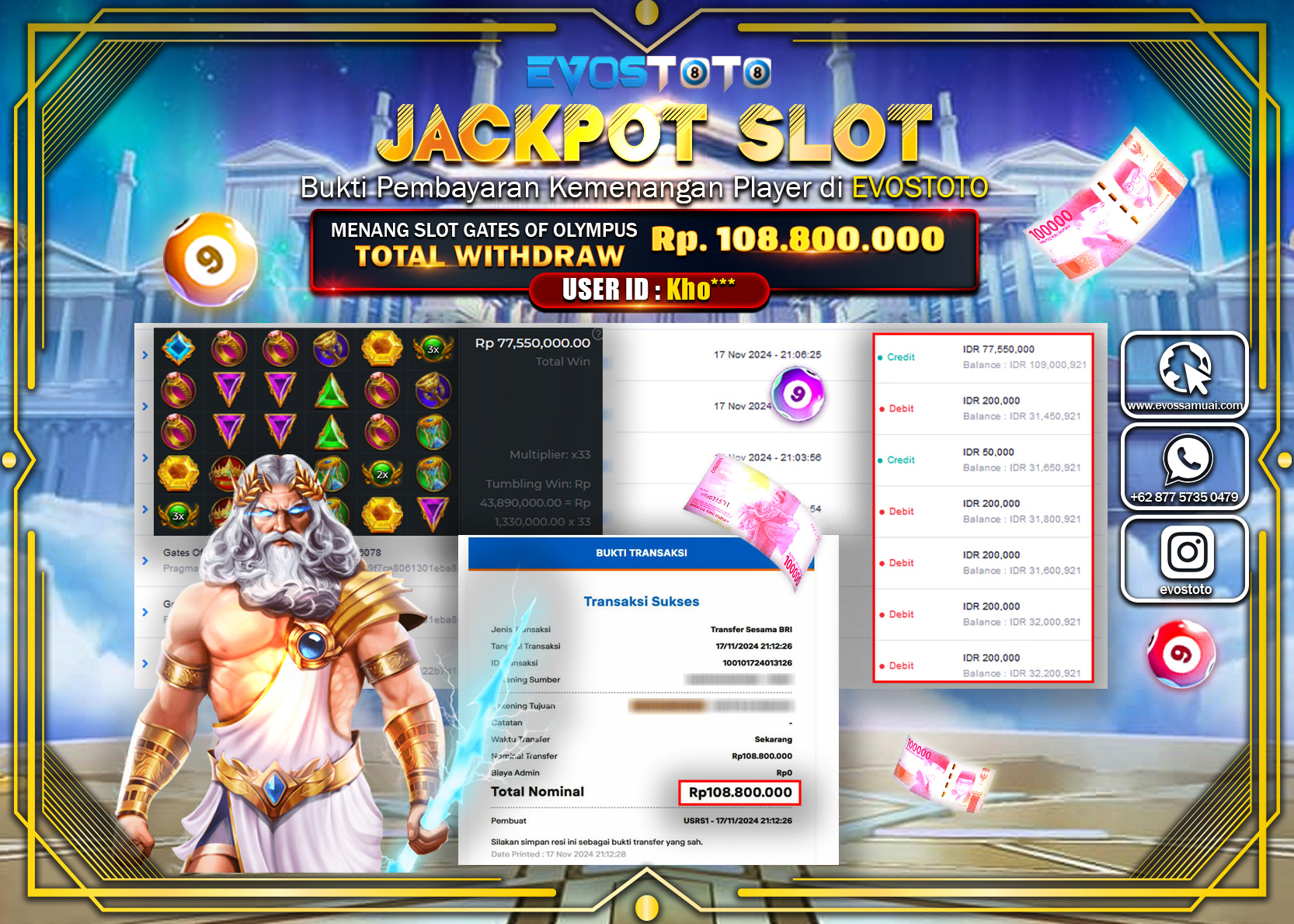 PEMBAYARAN JACKPOT SLOT GATES OF OLYMPUS 17.000.000 DI BAYAR LANGSUNG !
