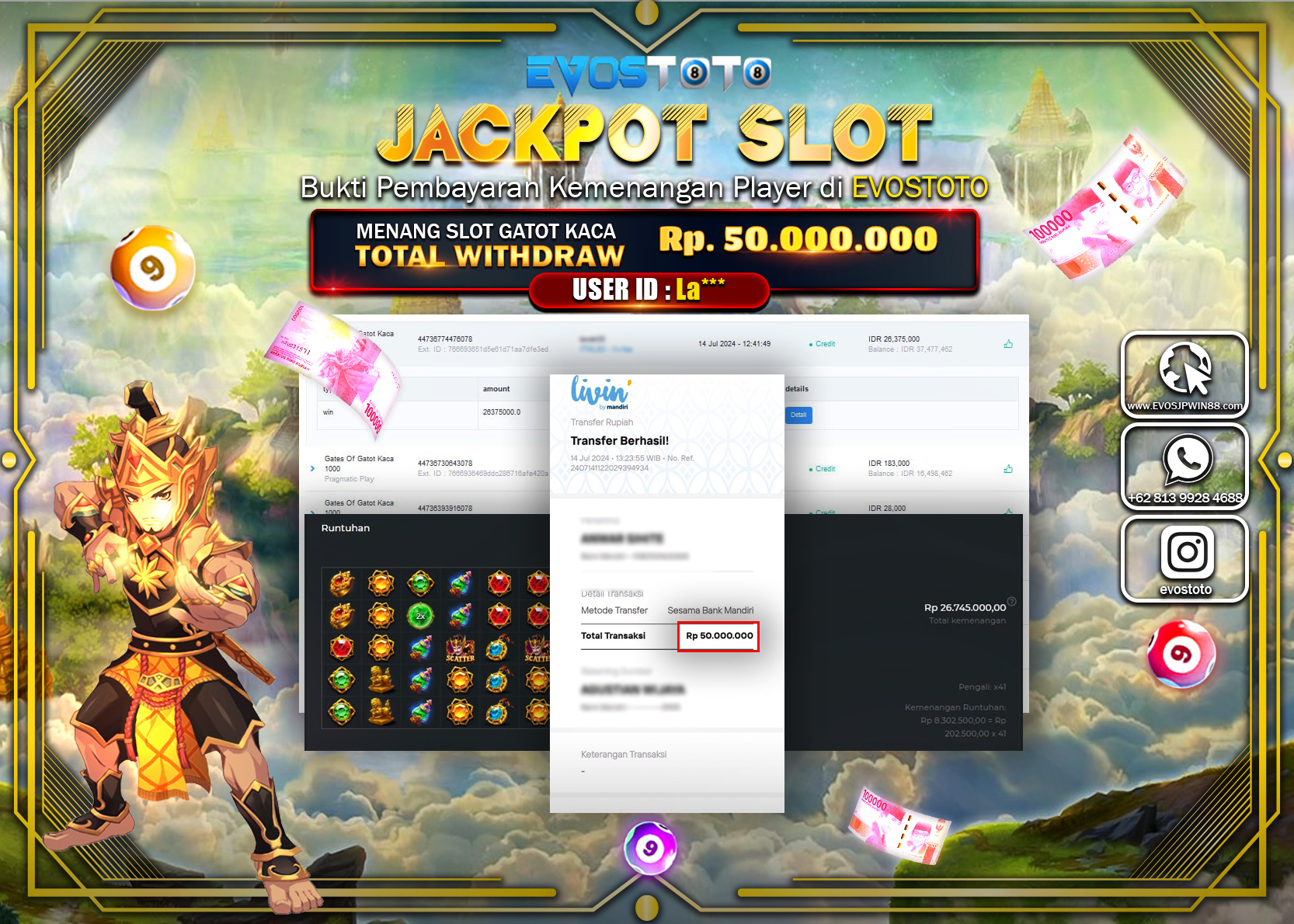 PEMBAYARAN JACKPOT SLOT GATES OF GATOT KACA 1000 50.000.000 DI BAYAR LANGSUNG !