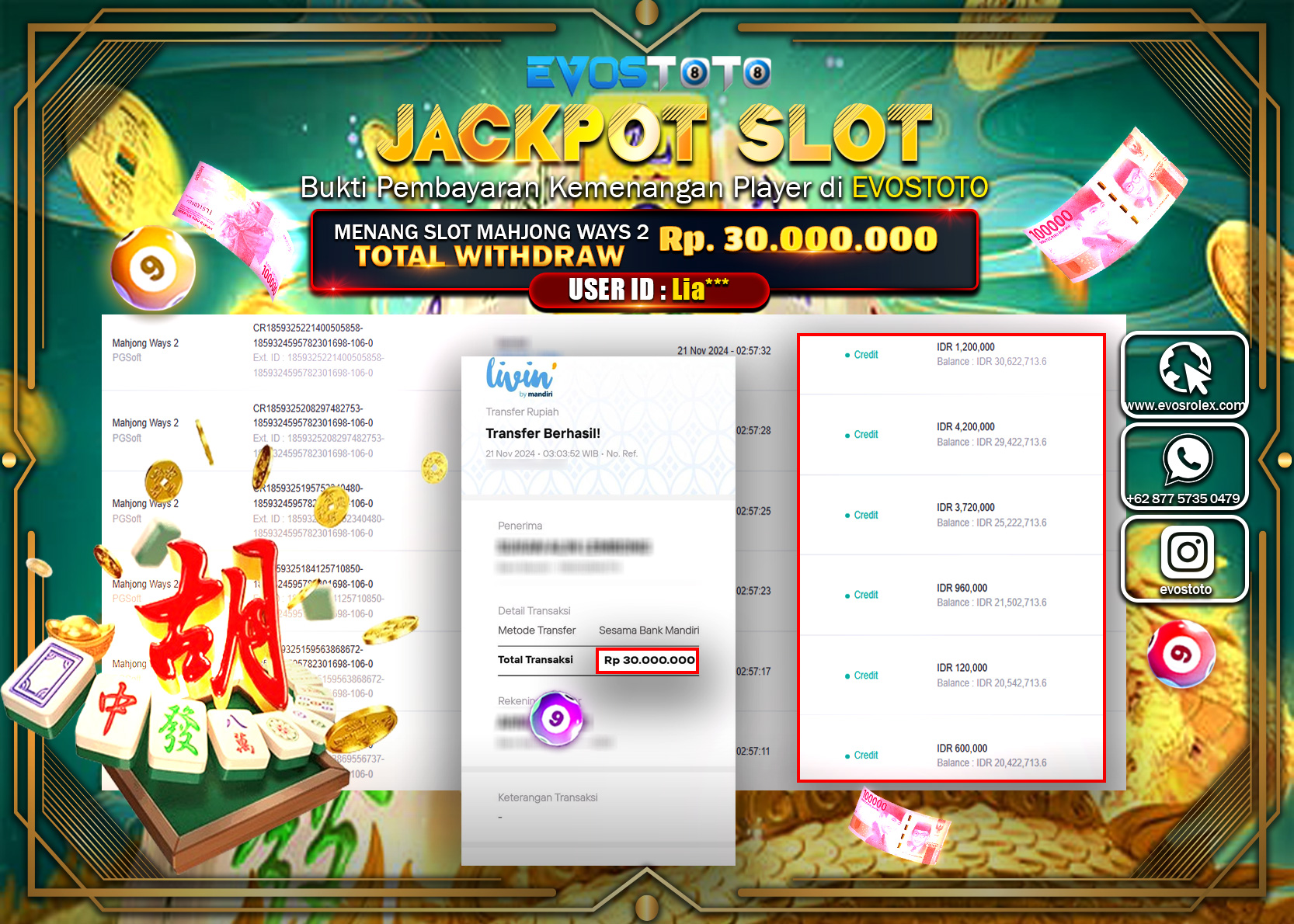 PEMBAYARAN JACKPOT SLOT MAHJJONG WAYS 2  30.000.000 DI BAYAR LANGSUNG !