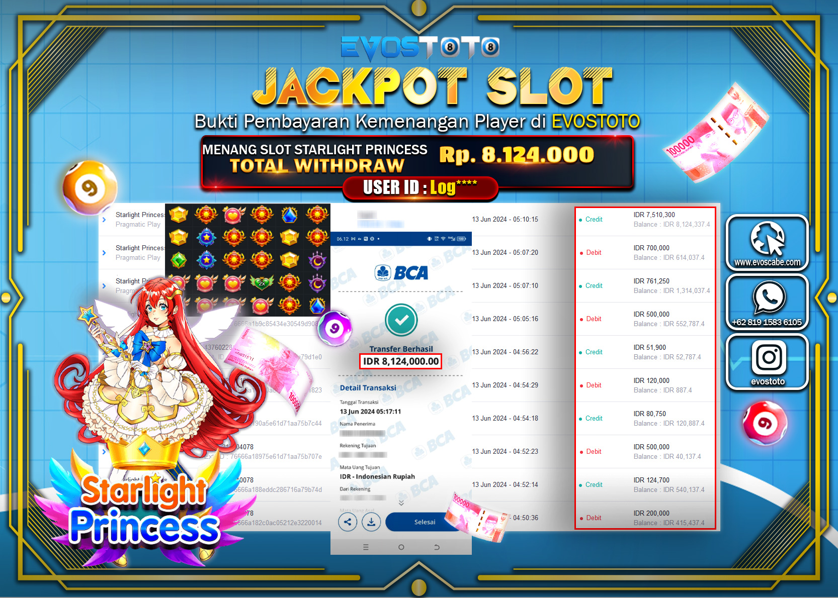 PEMBAYARAN JACKPOT SLOT STARLIGHT PRINCESS 8.124.000 DI BAYAR LANGSUNG !