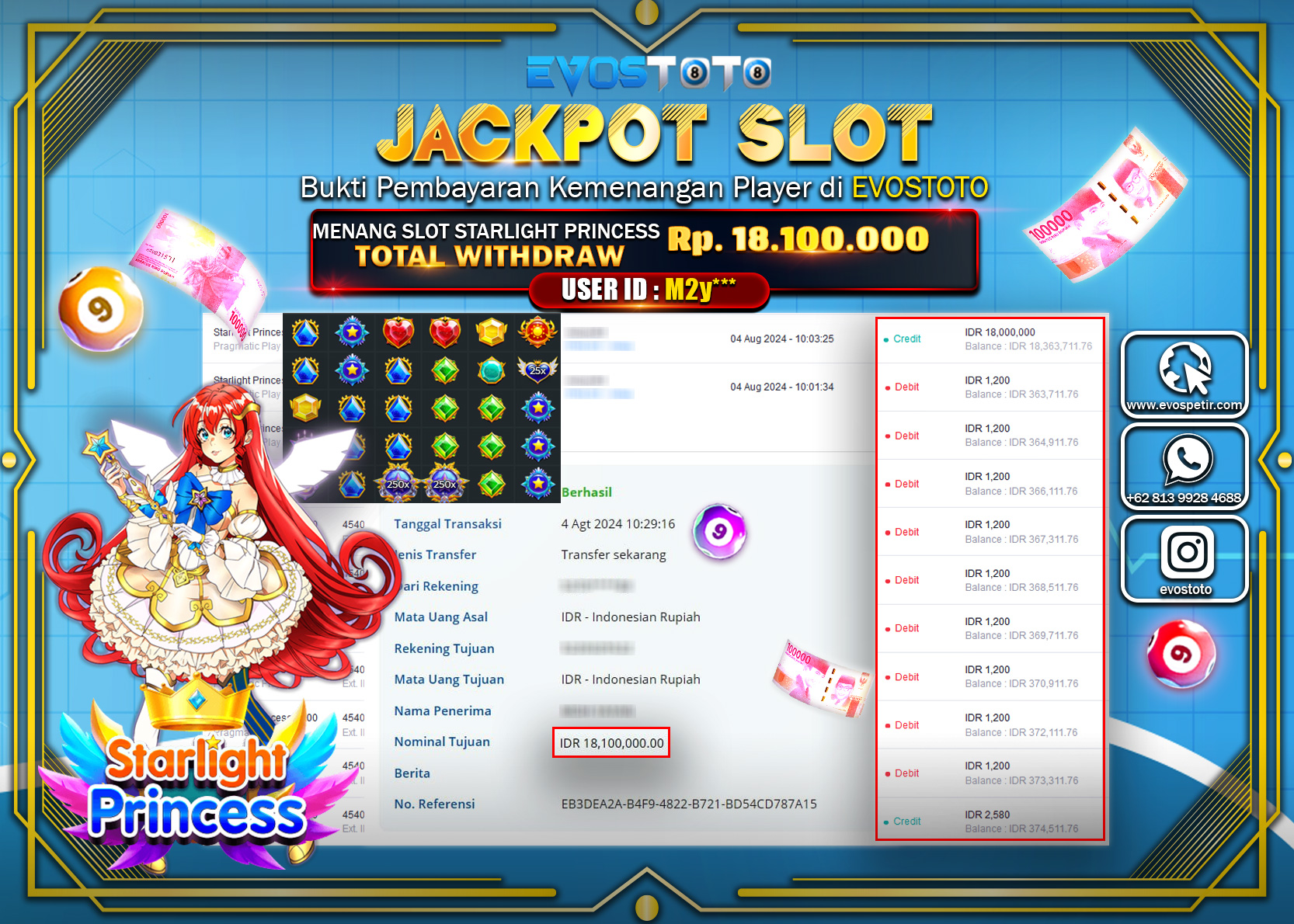 PEMBAYARAN JACKPOT SLOT STARLIGHT PRINCESS 1000 18.100.000 DI BAYAR LANGSUNG !