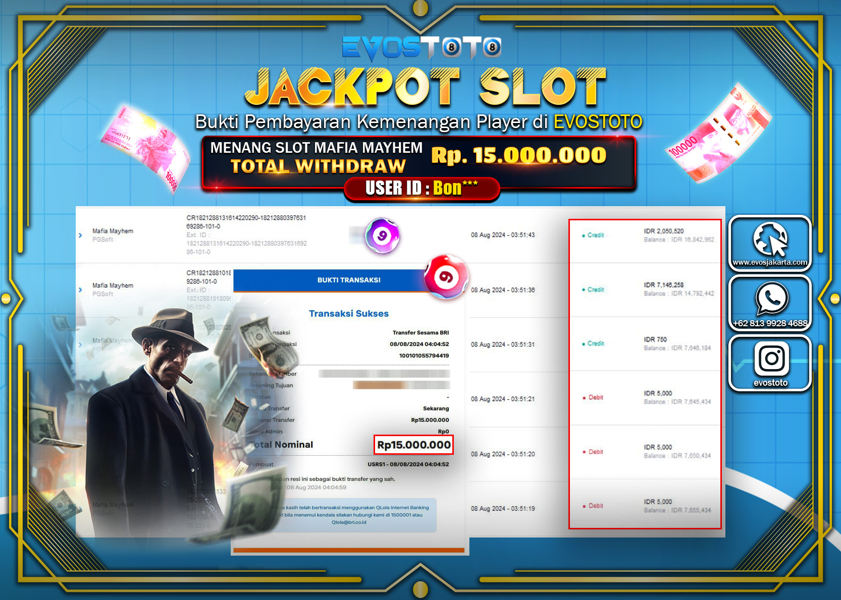 PEMBAYARAN JACKPOT SLOT MAFIA MAYHEM  15.000.000 DI BAYAR LANGSUNG !