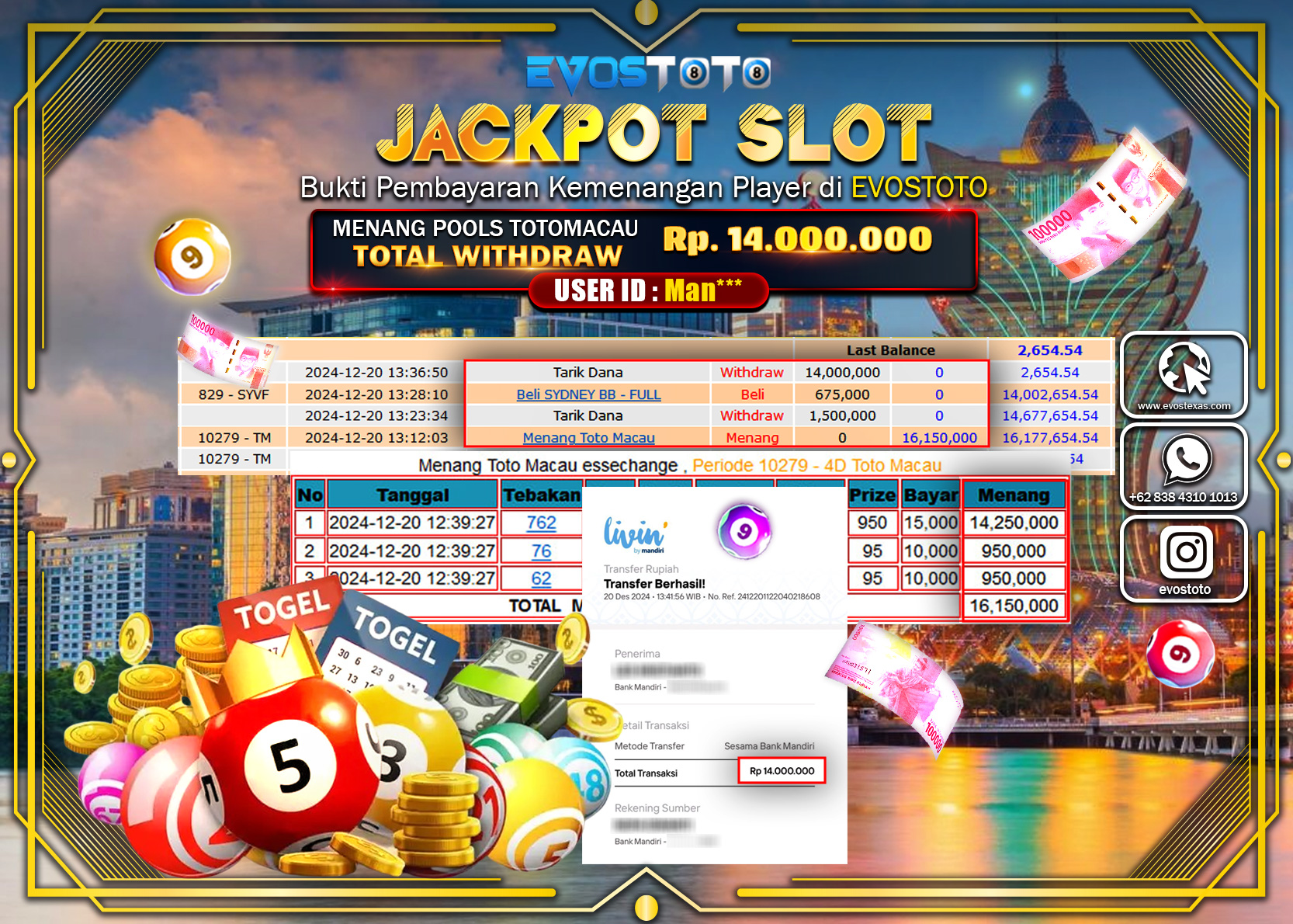 PEMBAYARAN JACKPOT POOLS SINGAPORE Rp.16.150.000 DI BAYAR LANGSUNG !
