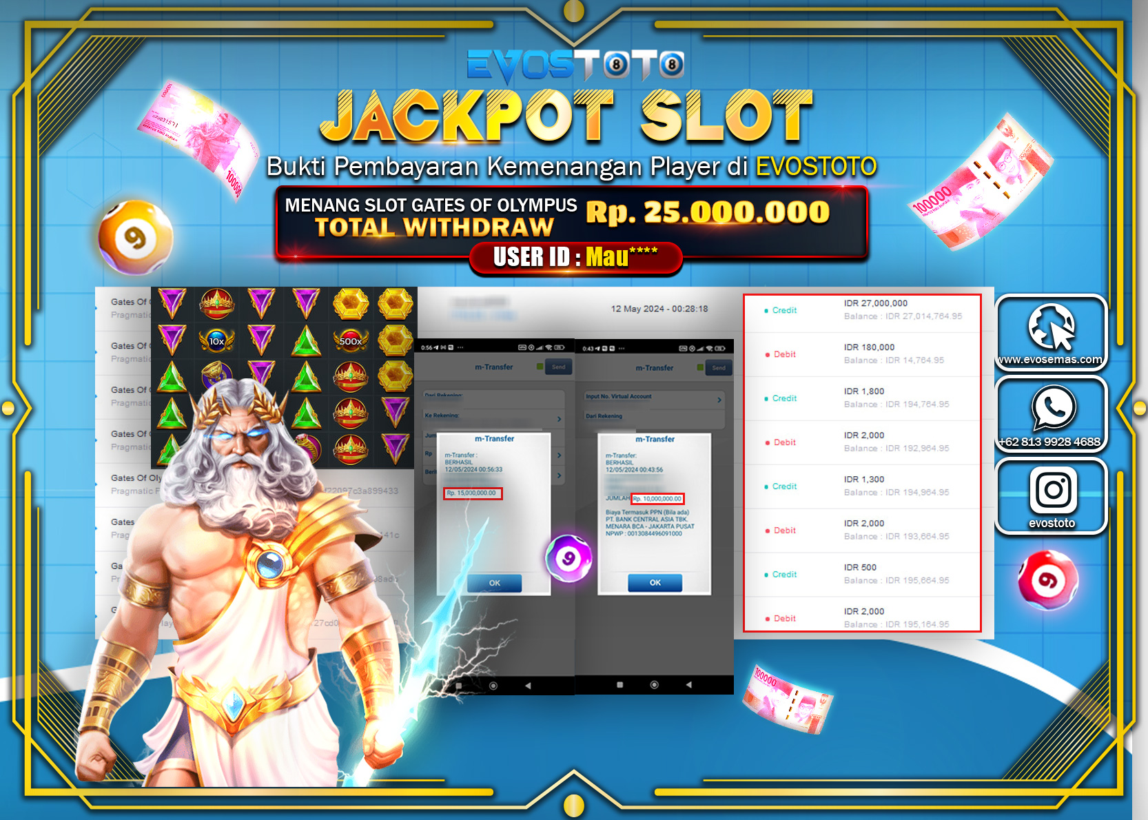PEMBAYARAN JACKPOT SLOT GATES OF OLYMPUS 25.000.000 DI BAYAR LANGSUNG !