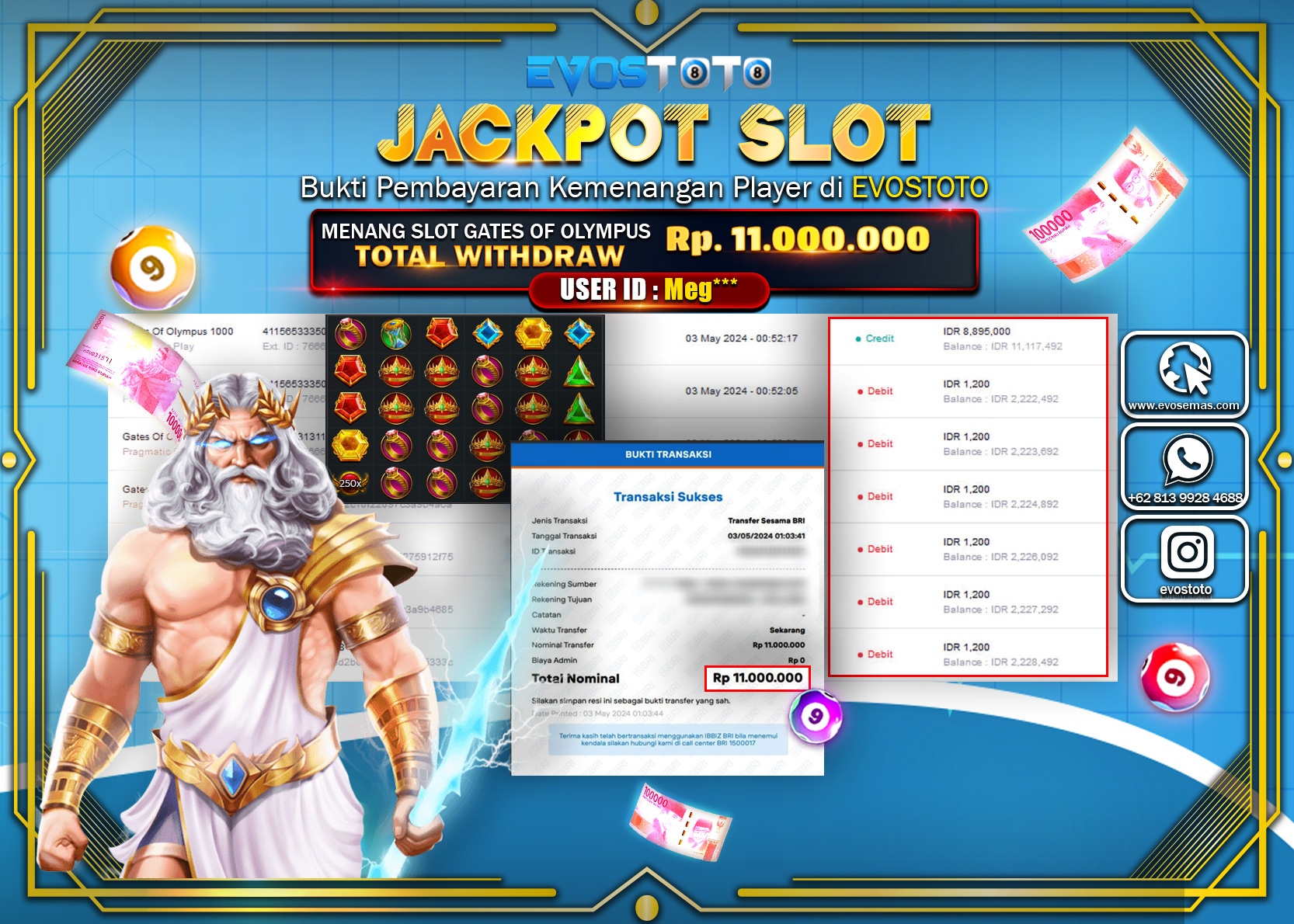 PEMBAYARAN JACKPOT SLOT GATES OF OLYMPUS 1000 11.000.000 DI BAYAR LANGSUNG !