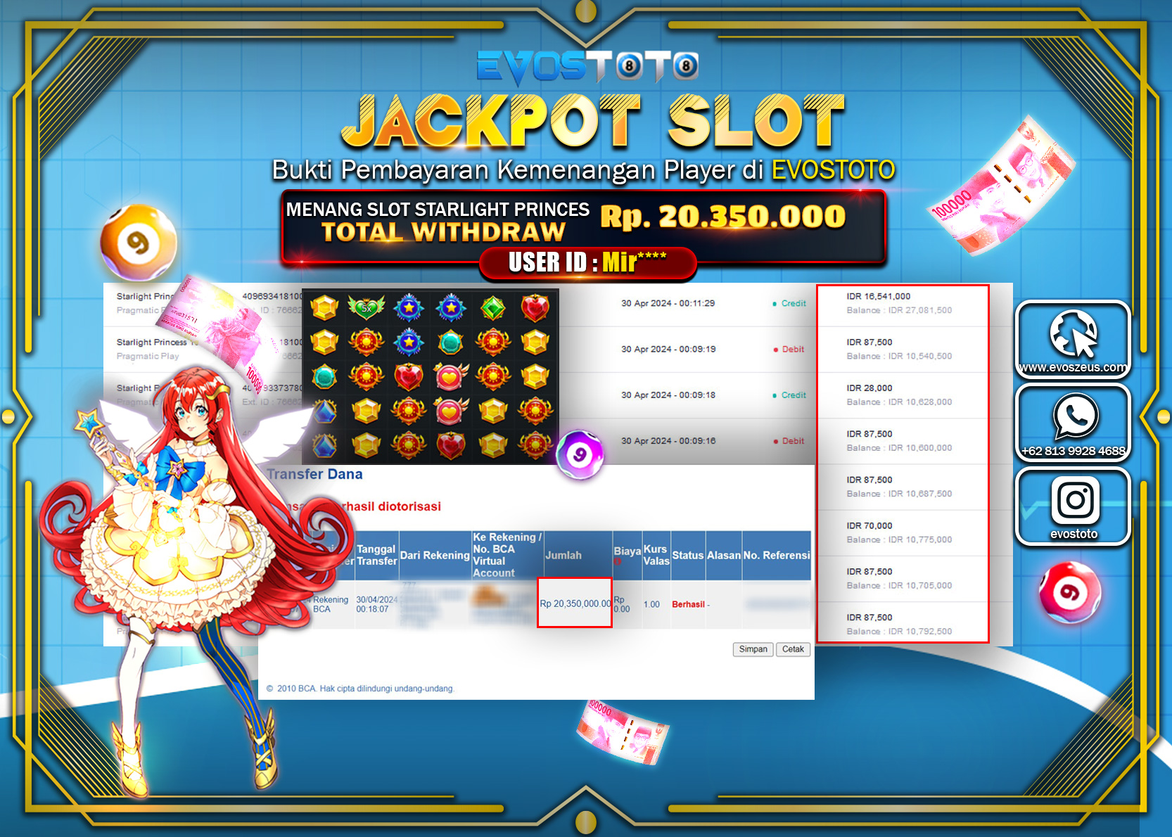 PEMBAYARAN JACKPOT SLOT STARLIGHT PRINCESS 1000 20.350.000 DI BAYAR LANGSUNG !
