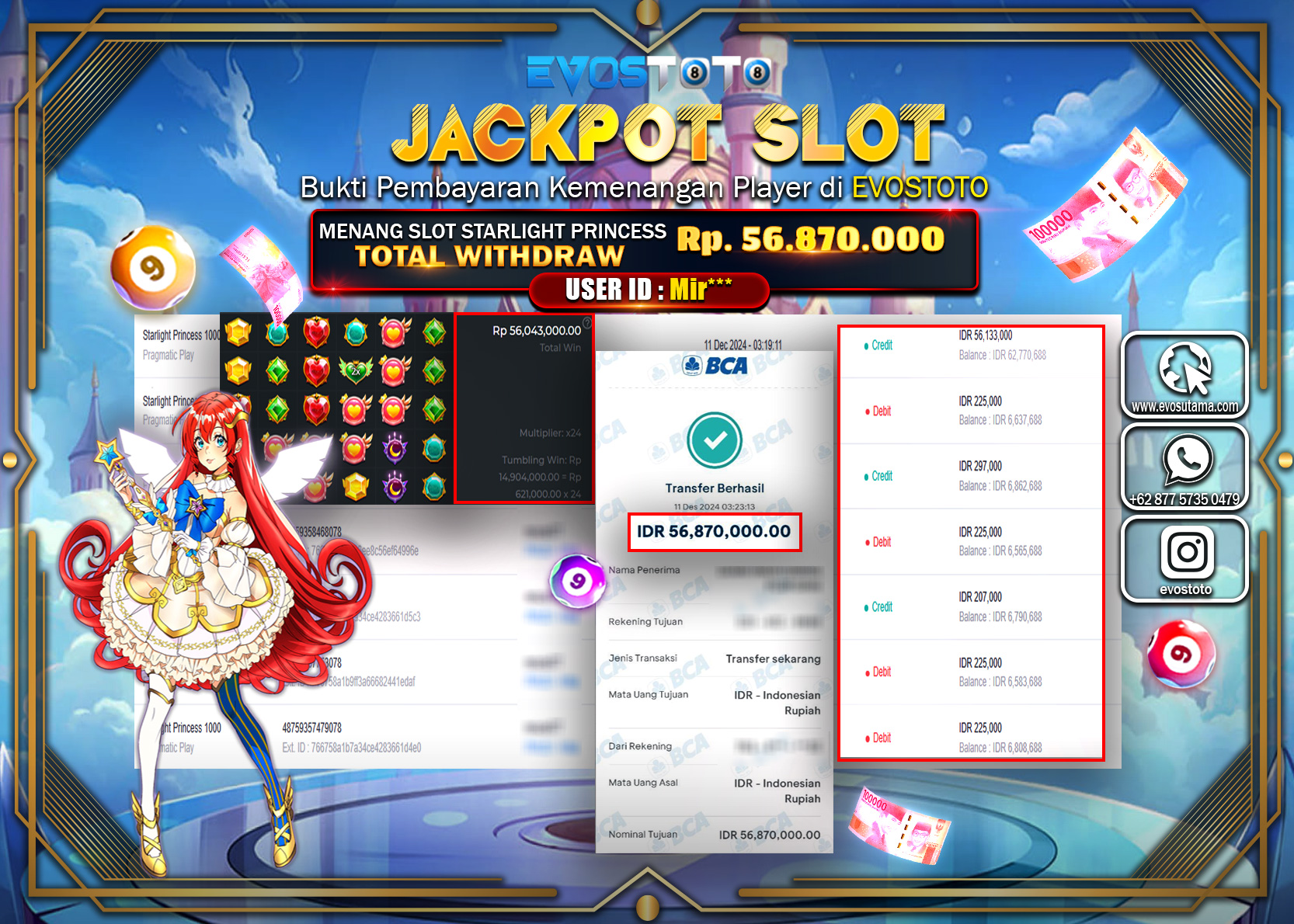 PEMBAYARAN JACKPOT SLOT STARLIGHT PRINCESS 1000 Rp.56.870.000 DI BAYAR LANGSUNG !