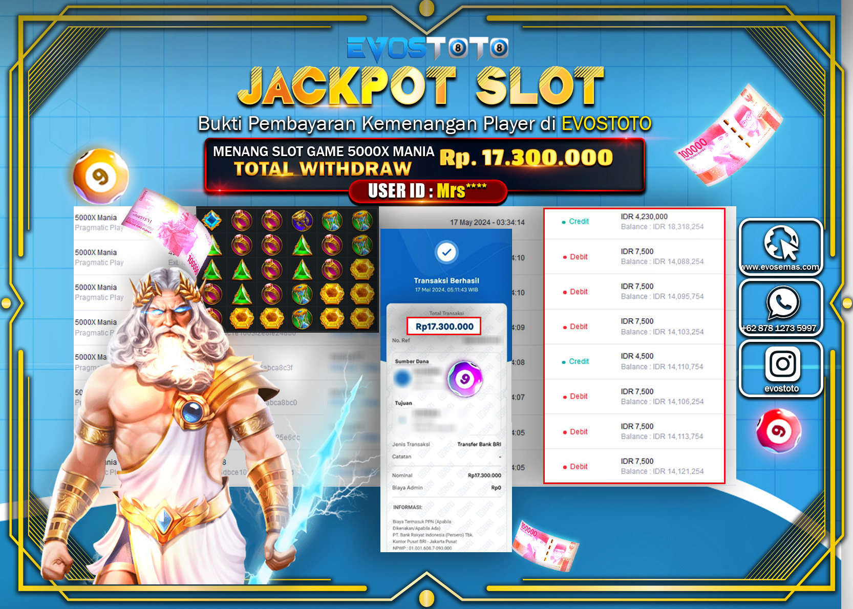 PEMBAYARAN JACKPOT SLOT 5000X MANIA 17.300.000 DI BAYAR LANGSUNG !