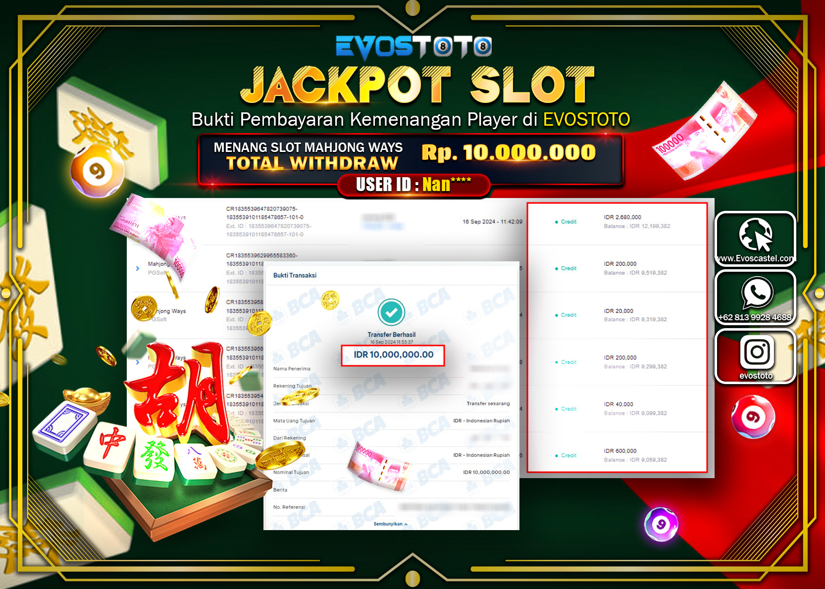 PEMBAYARAN JACKPOT SLOT MAHJONG WAYS 10.000.000 DI BAYAR LANGSUNG !