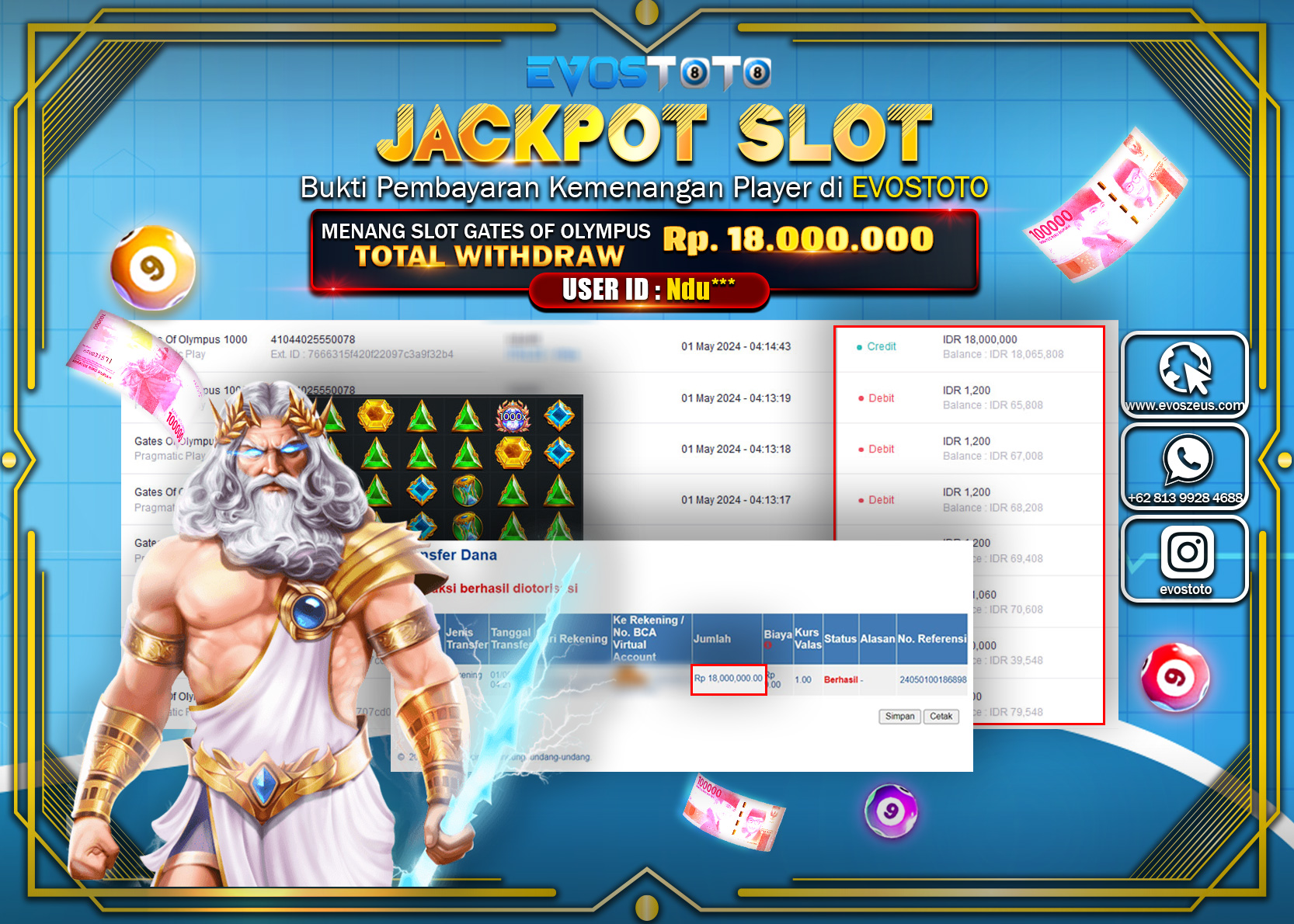 PEMBAYARAN JACKPOT SLOT GATES OF OLYMPUS 1000 18.000.000 DI BAYAR LANGSUNG !