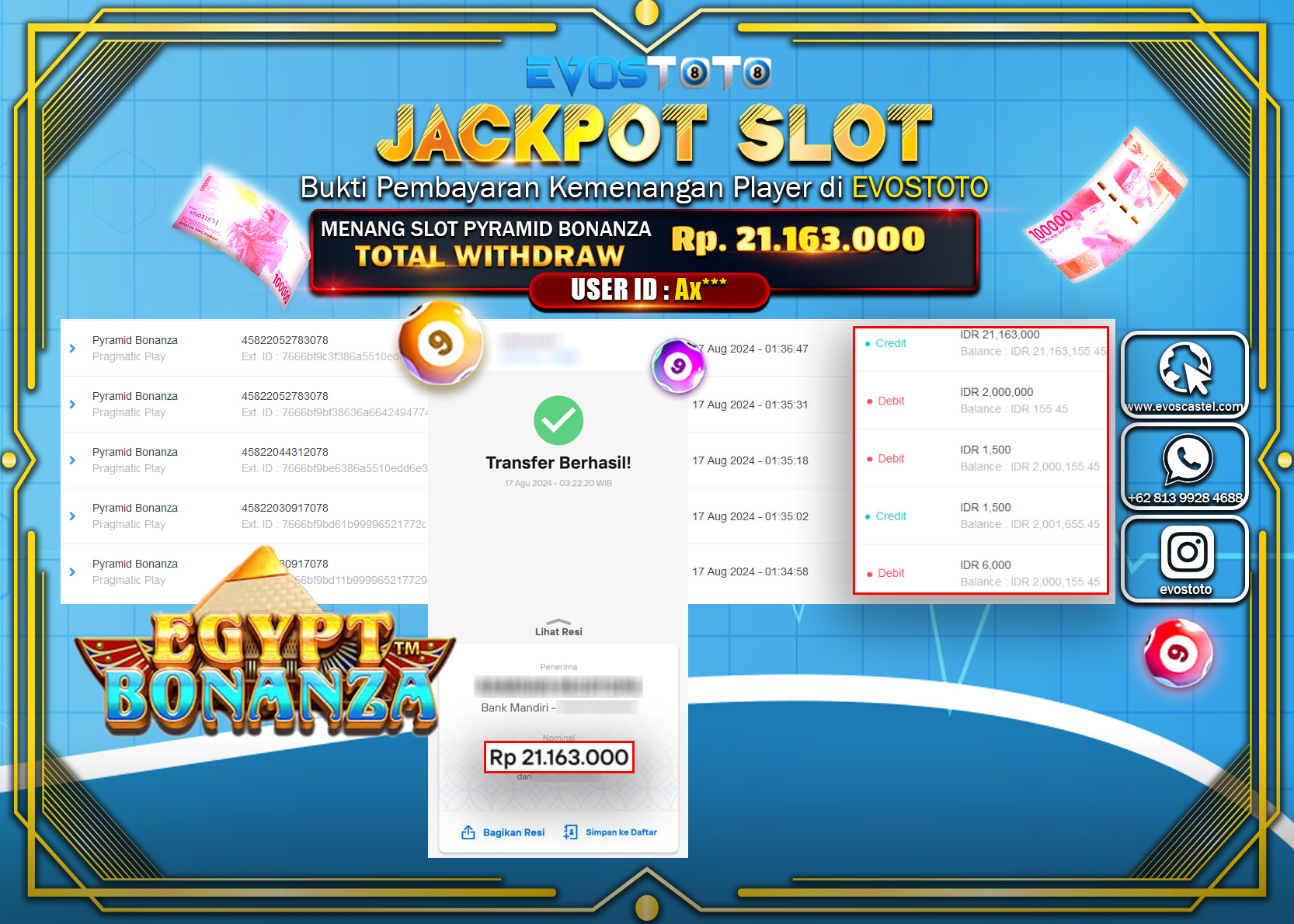 PEMBAYARAN JACKPOT SLOT PYRAMID BONANZA 21.163.000 DI BAYAR LANGSUNG !