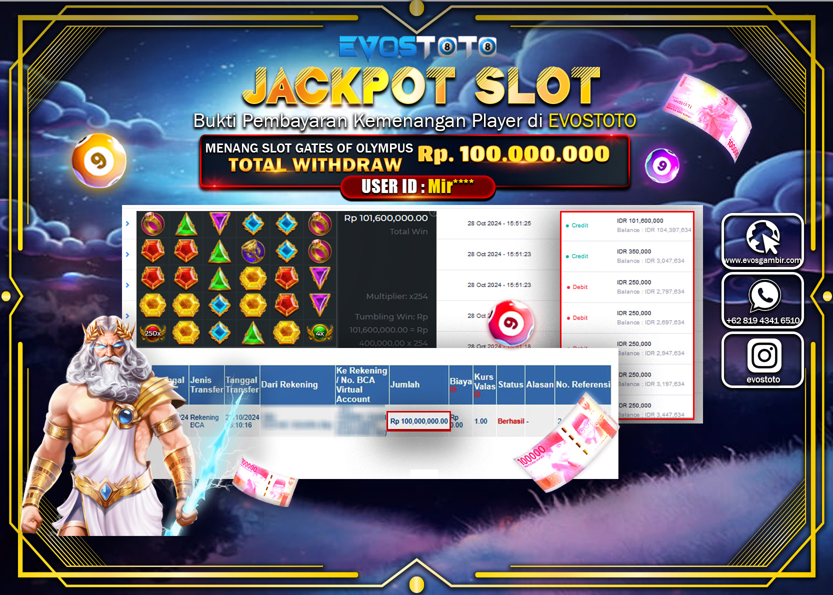 PEMBAYARAN JACKPOT SLOT GATES OF OLMYPUS 100.000.000 DI BAYAR LANGSUNG !