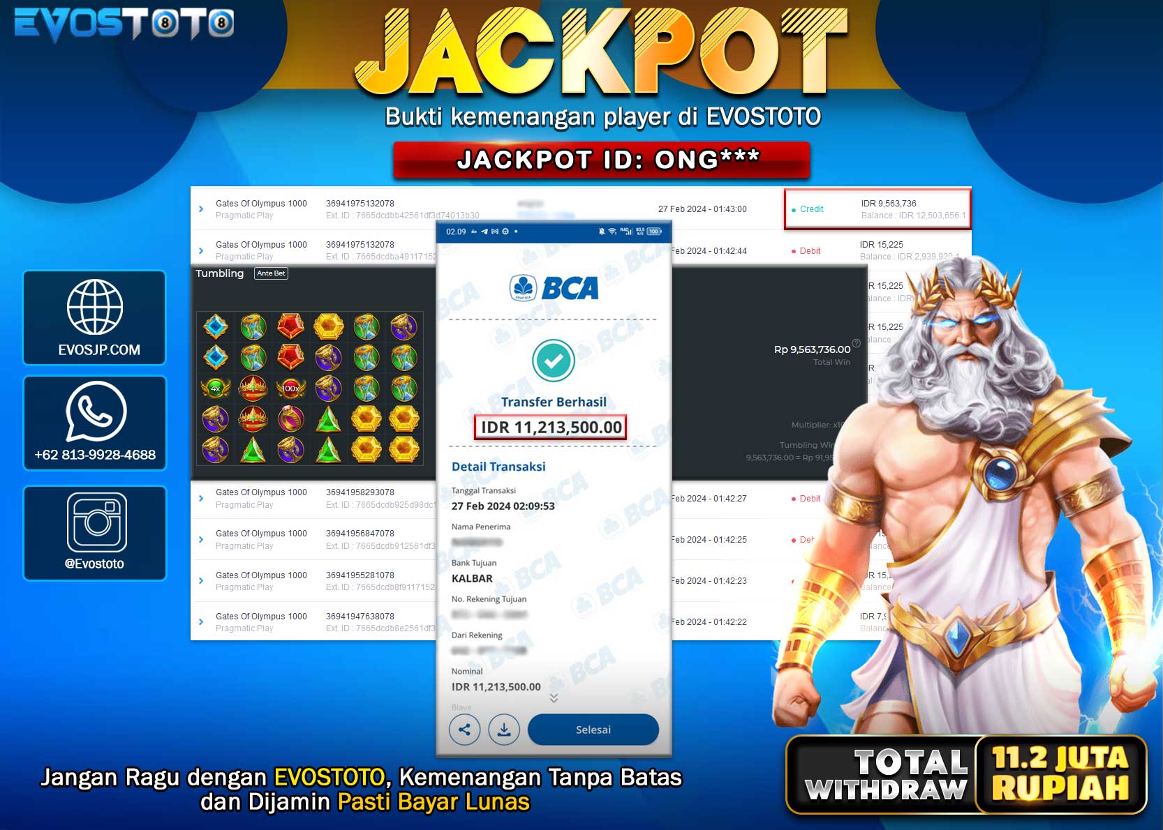 PEMBAYARAN JACKPOT SLOT GATES OF OLYMPUS 1000  11.213.500 DI BAYAR LANGSUNG !