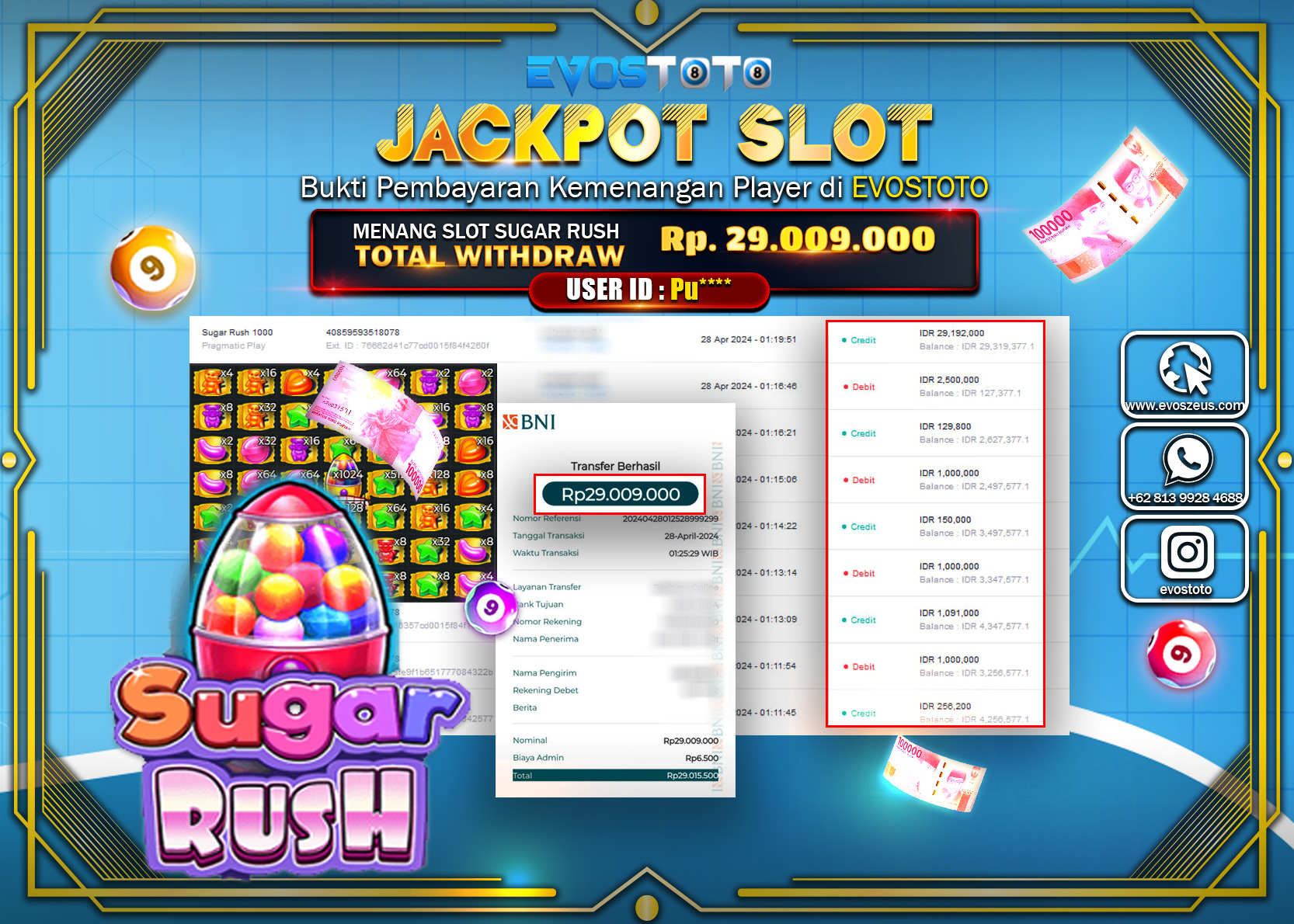 PEMBAYARAN JACKPOT SLOT SUGAR RUSH 1000 29.000.000 DI BAYAR LANGSUNG !