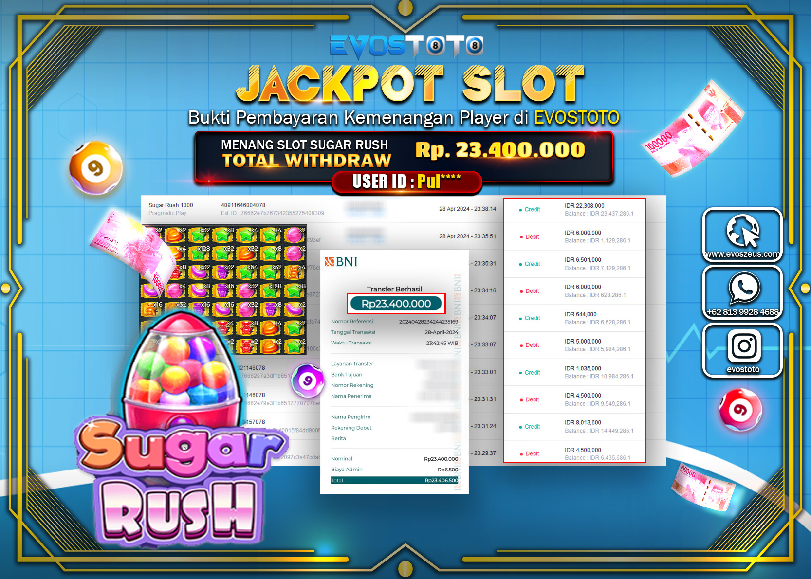 PEMBAYARAN JACKPOT SLOT SUGAR RUSH 1000 23.400.000 DI BAYAR LANGSUNG !