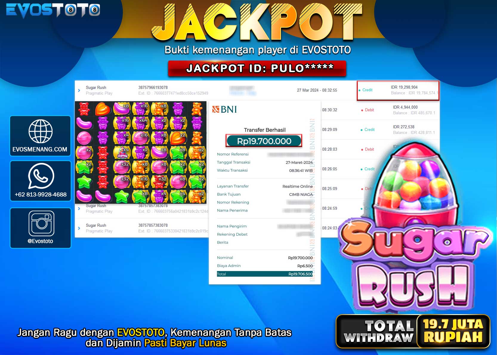 PEMBAYARAN JACKPOT SLOT SUGAR RUSH 19.700.000 DI BAYAR LANGSUNG !