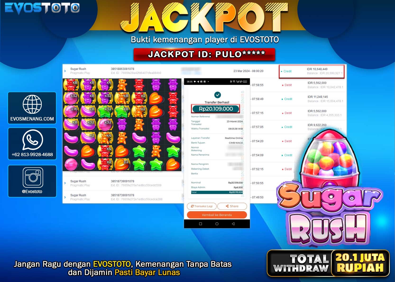 PEMBAYARAN JACKPOT SLOT SUGAR RUSH 20.109.000 DI BAYAR LANGSUNG !