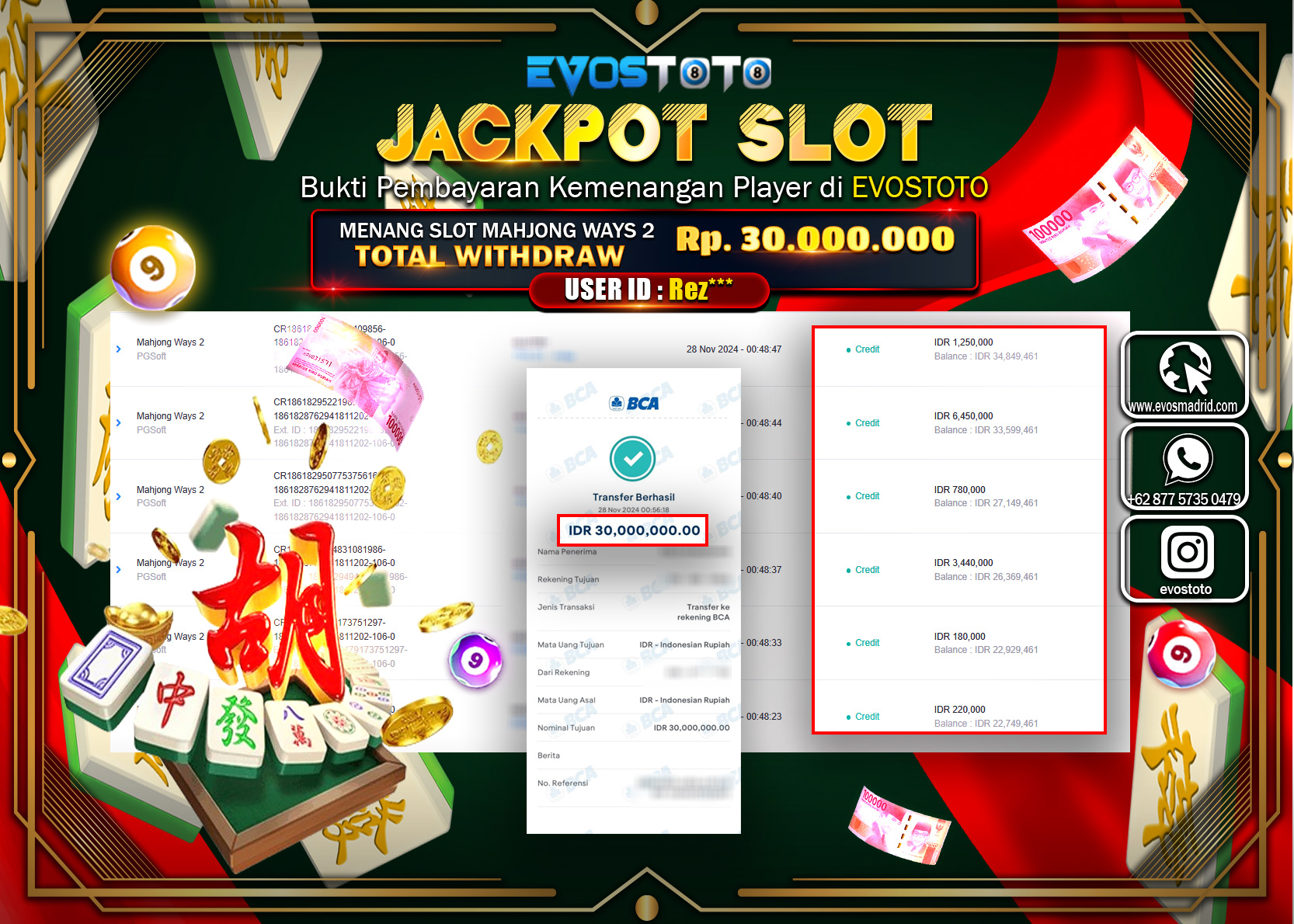 PEMBAYARAN JACKPOT SLOT MAHJONG WAYS 2 30.000.000 DI BAYAR LANGSUNG !
