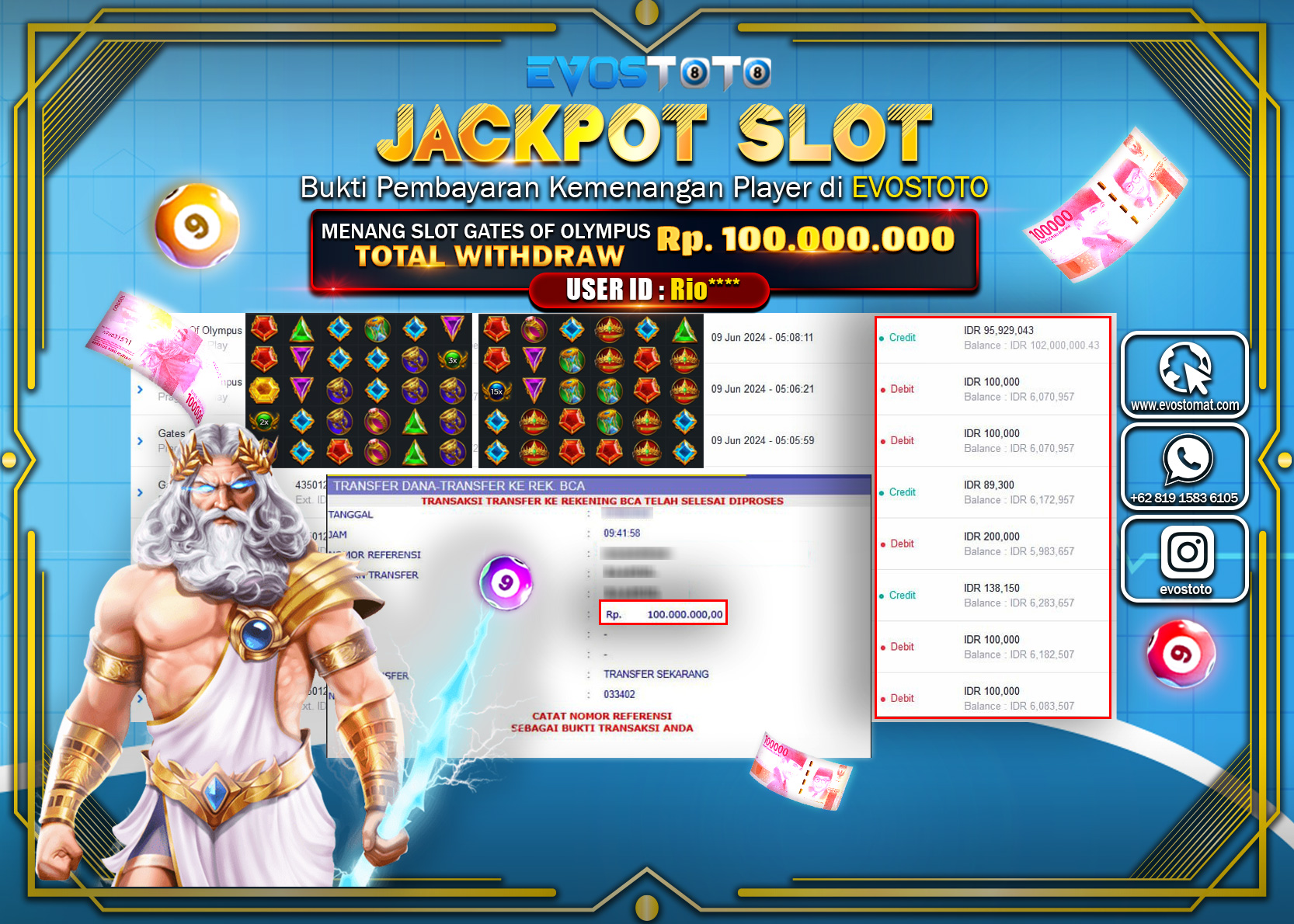PEMBAYARAN JACKPOT SLOT GATES OF OLYMPUS 100.000.000 DI BAYAR LANGSUNG !