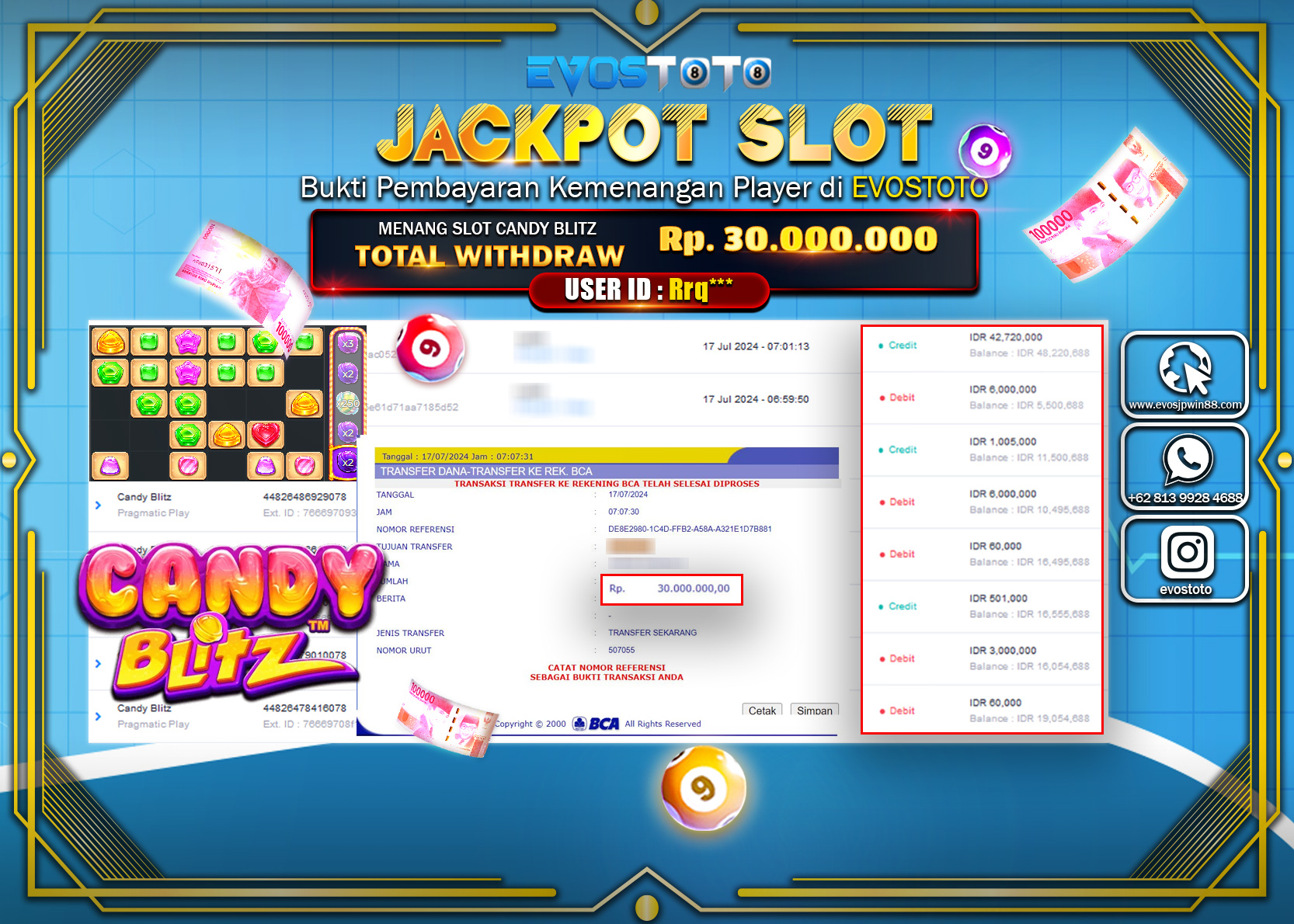 PEMBAYARAN JACKPOT SLOT CANDY BLITZ  30.000.000 DI BAYAR LANGSUNG !