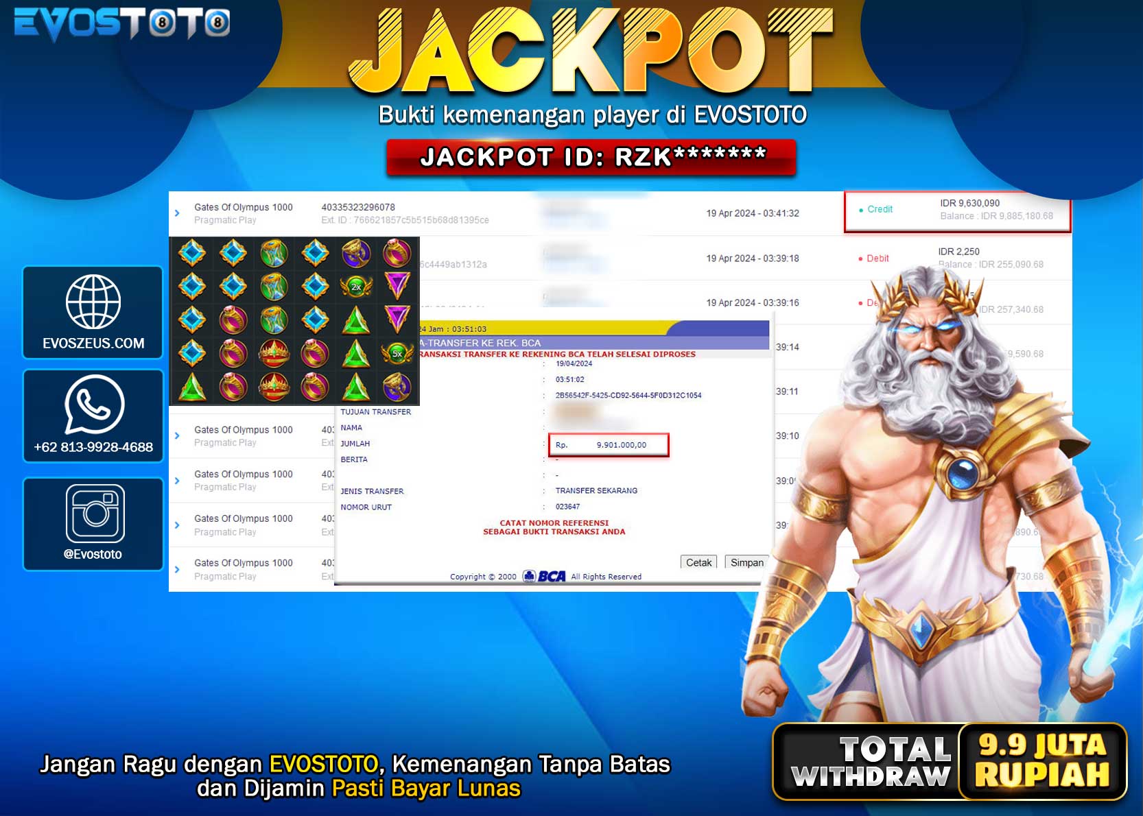 PEMBAYARAN JACKPOT SLOT GATES OF OLYMPUS 1000 9.900.000 DI BAYAR LANGSUNG !
