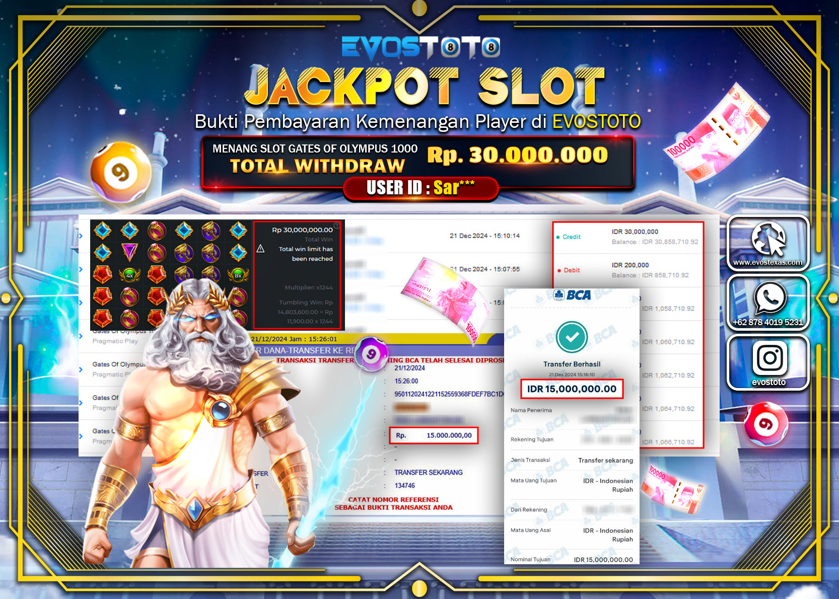 PEMBAYARAN JACKPOT SLOT GATES OF OLYMPUJS 1000 Rp.30.000.000 DI BAYAR LANGSUNG !