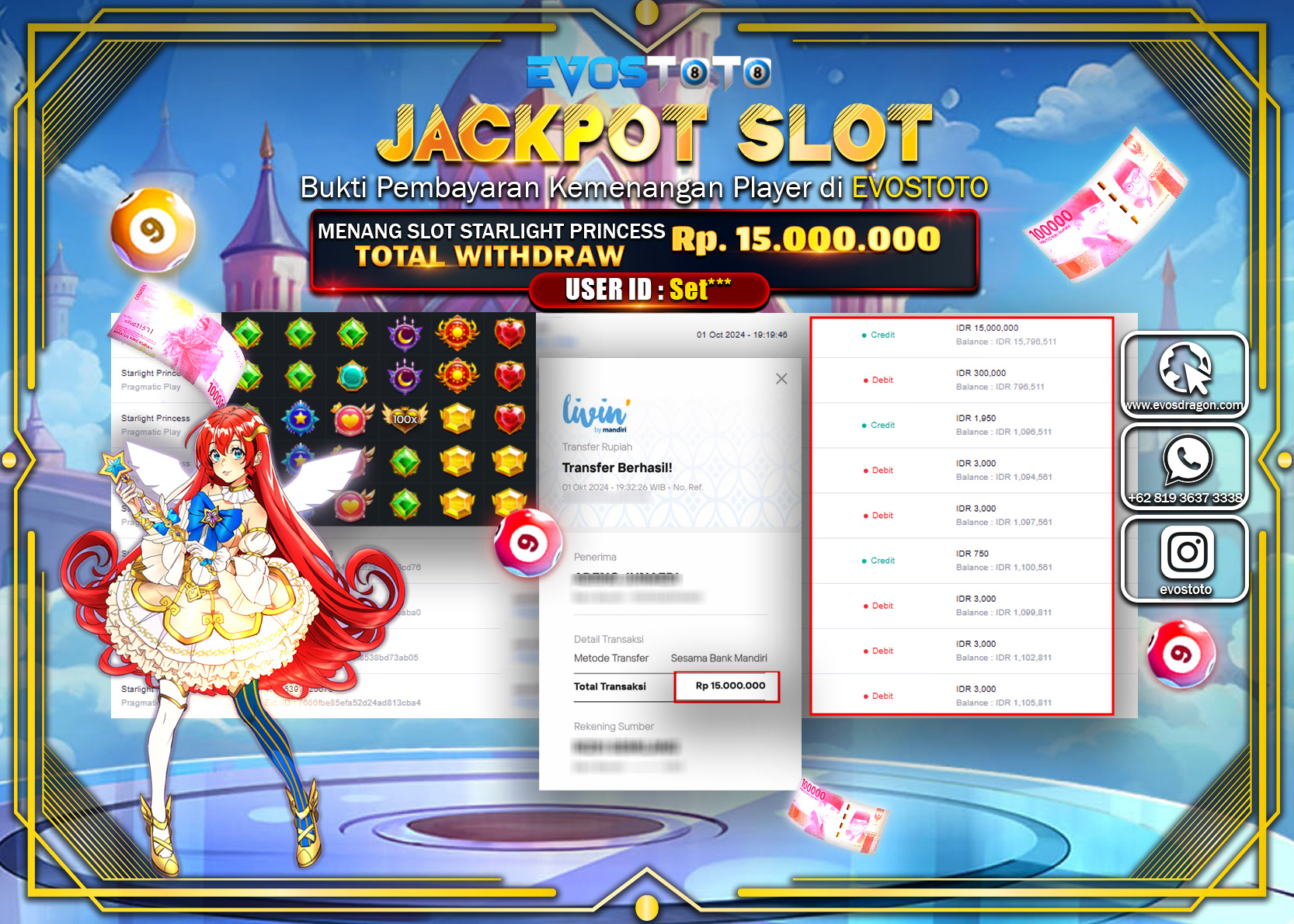 PEMBAYARAN JACKPOT SLOT STARLIGHT PRINCES 15.000.000 DI BAYAR LANGSUNG !