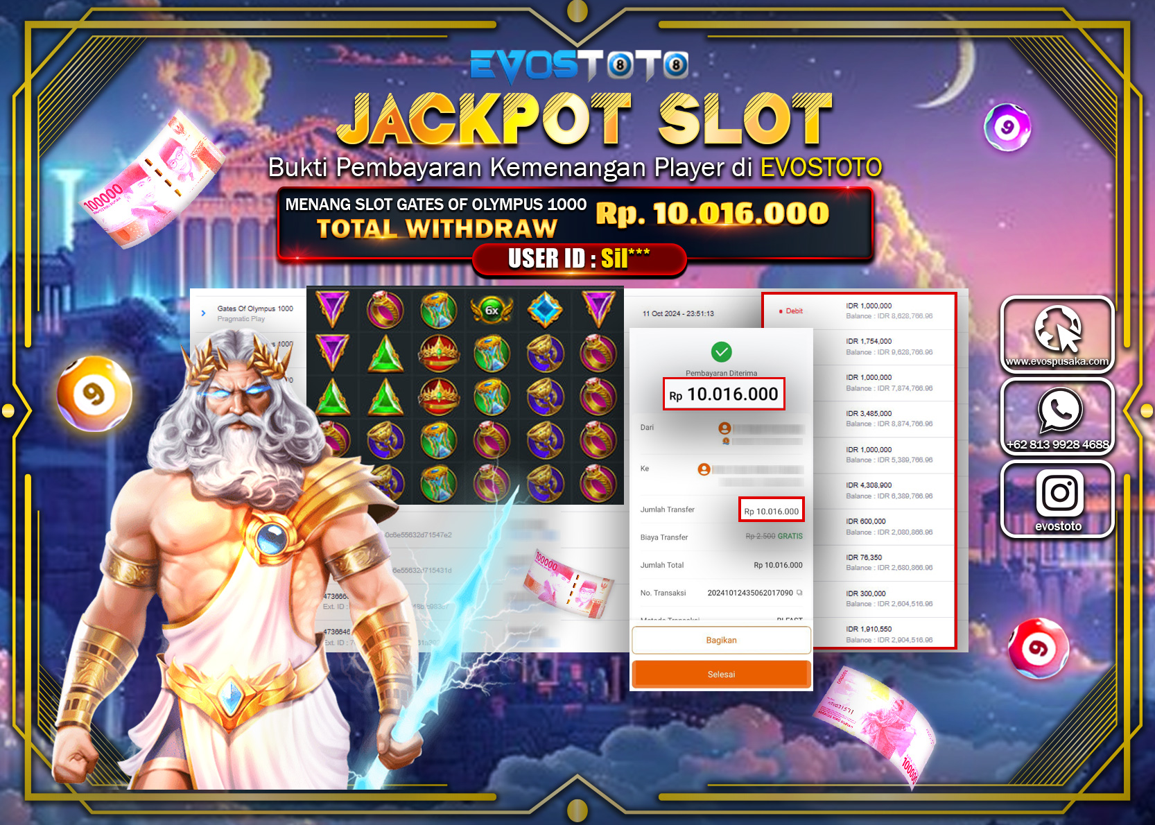 PEMBAYARAN JACKPOT SLOT GATES OF OLYMPUS 1000 10.016.000 DI BAYAR LANGSUNG !