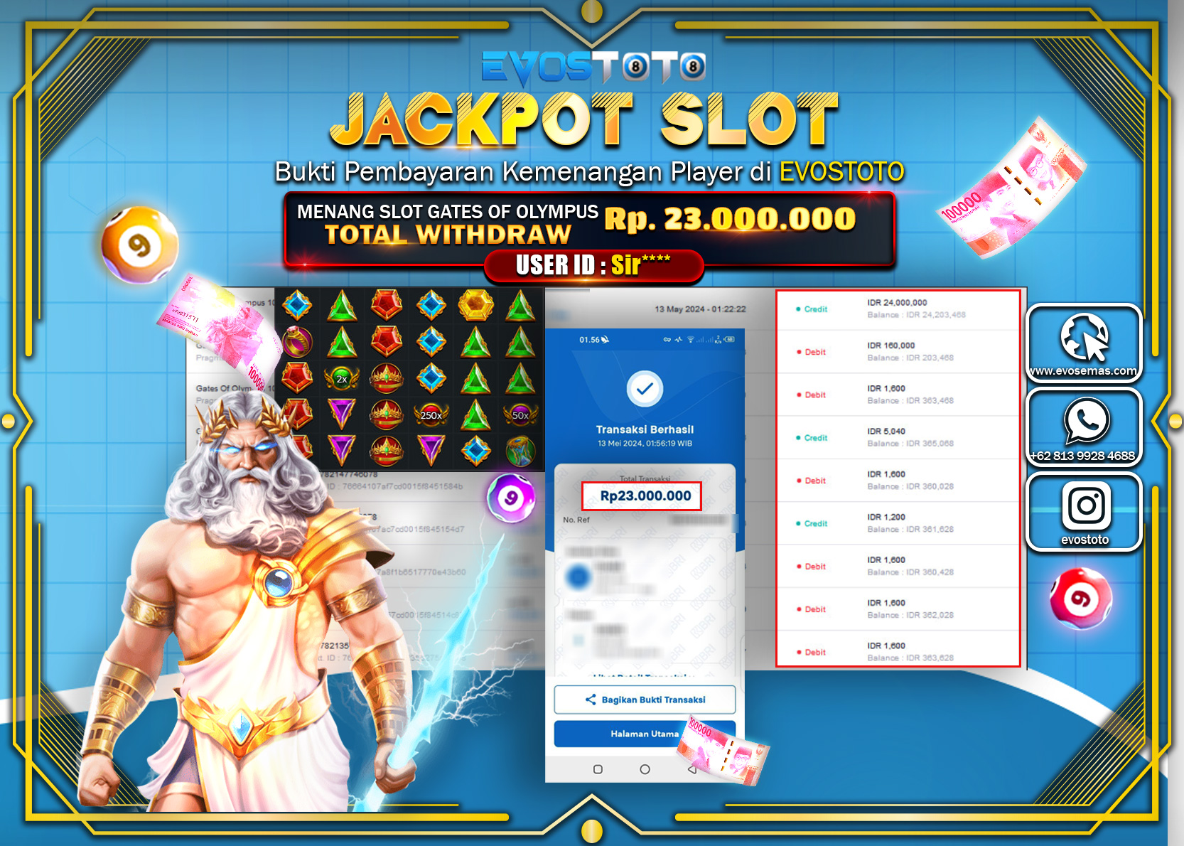 PEMBAYARAN JACKPOT SLOT GATES OF OLYMPUS 1000 23.000.000 DI BAYAR LANGSUNG !