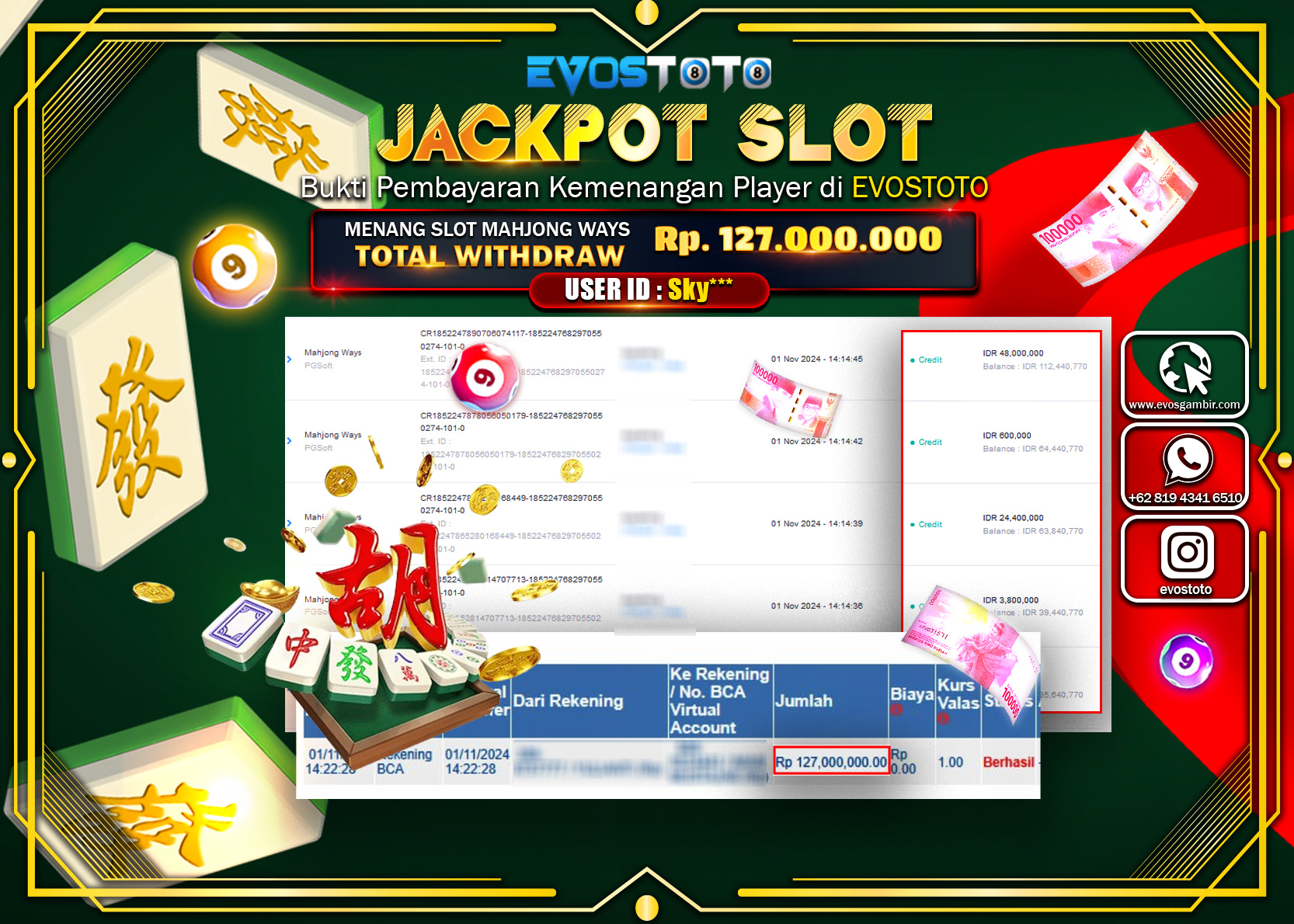 PEMBAYARAN JACKPOT SLOT MAHJONG WAYS 127.000.000 DI BAYAR LANGSUNG !