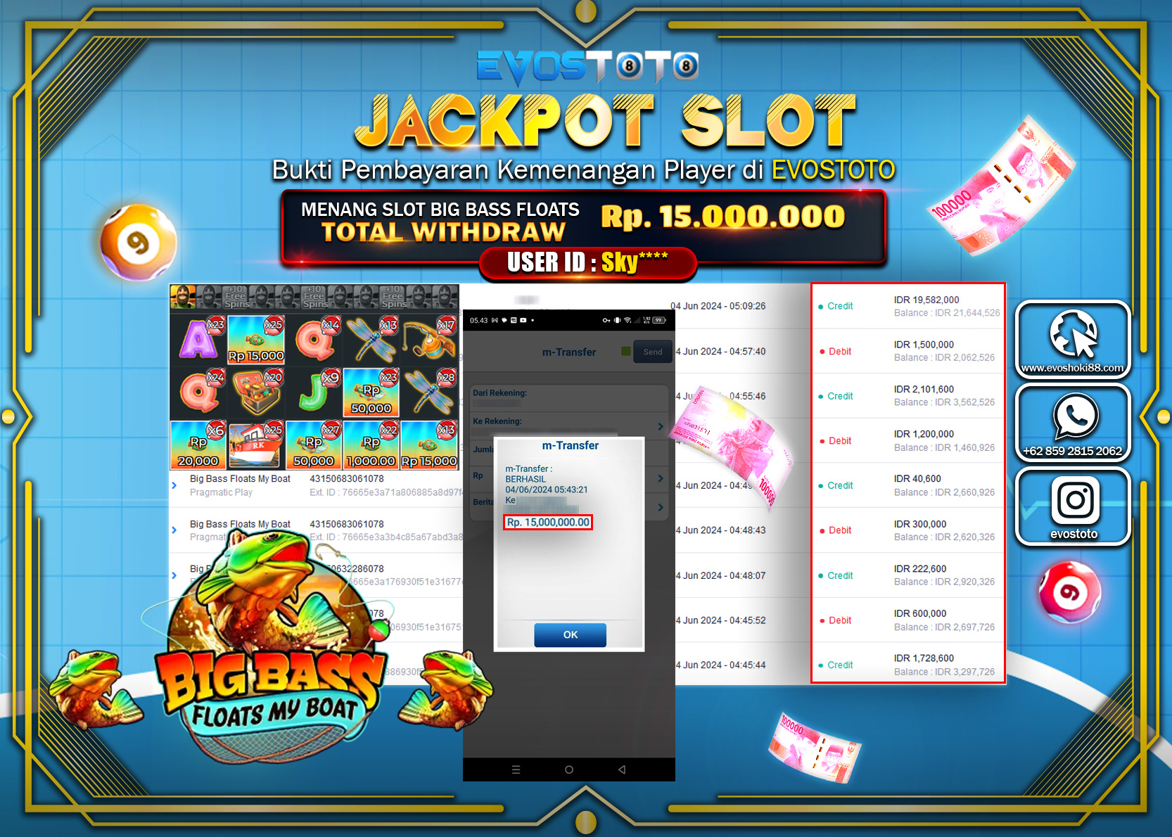 PEMBAYARAN JACKPOT SLOT BIG BASS FLOATS MY BOAT 15.000.000 DI BAYAR LANGSUNG !