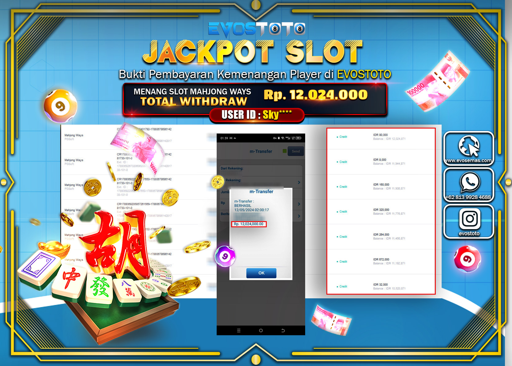 PEMBAYARAN JACKPOT SLOT MAHJONG WAYS 12.000.000 DI BAYAR LANGSUNG !
