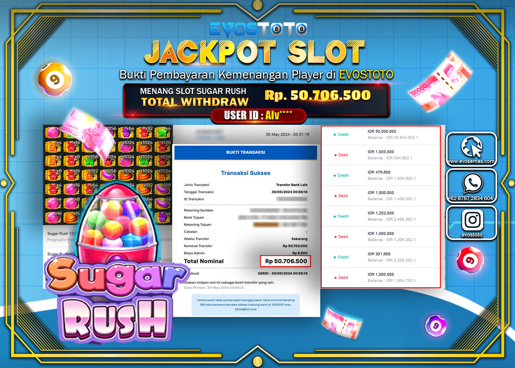 PEMBAYARAN JACKPOT SLOT SUGAR RUSH 1000 50.700.000 DI BAYAR LANGSUNG !