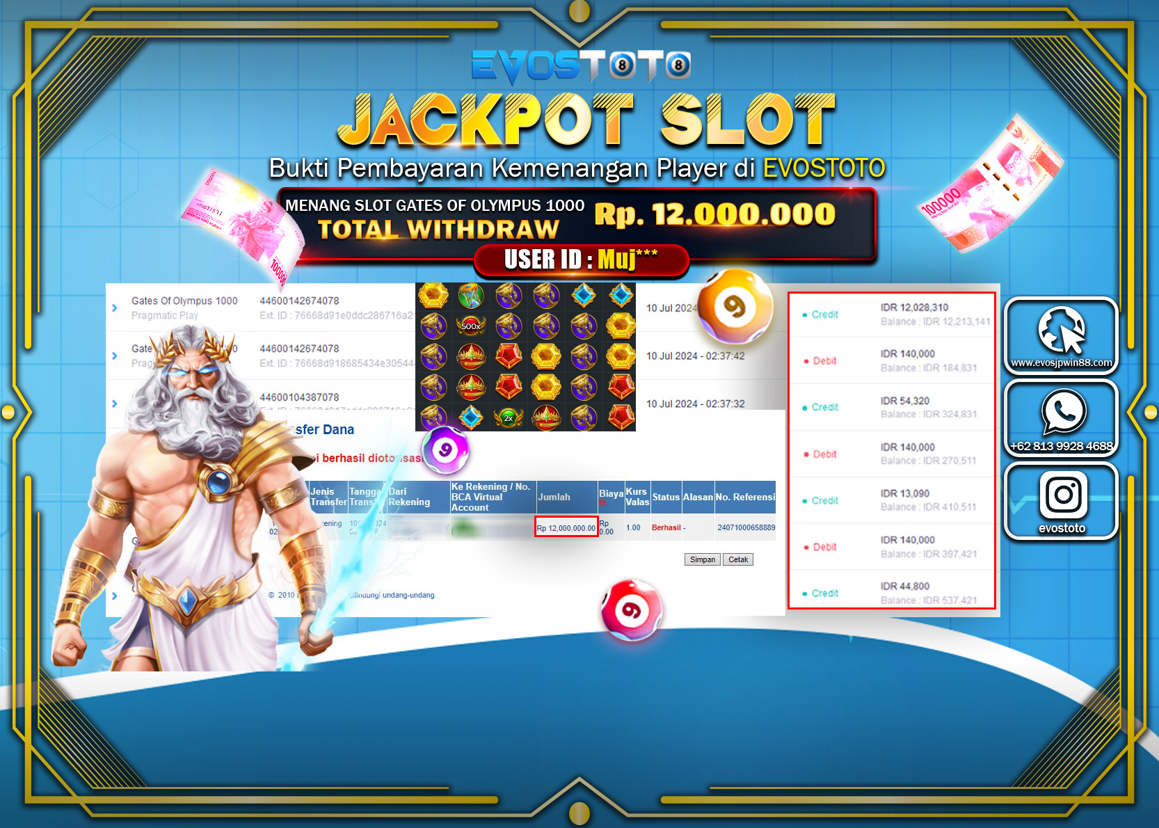 PEMBAYARAN JACKPOT SLOT GATES OF OLYMPUS 1000 12.000.000 DI BAYAR LANGSUNG !