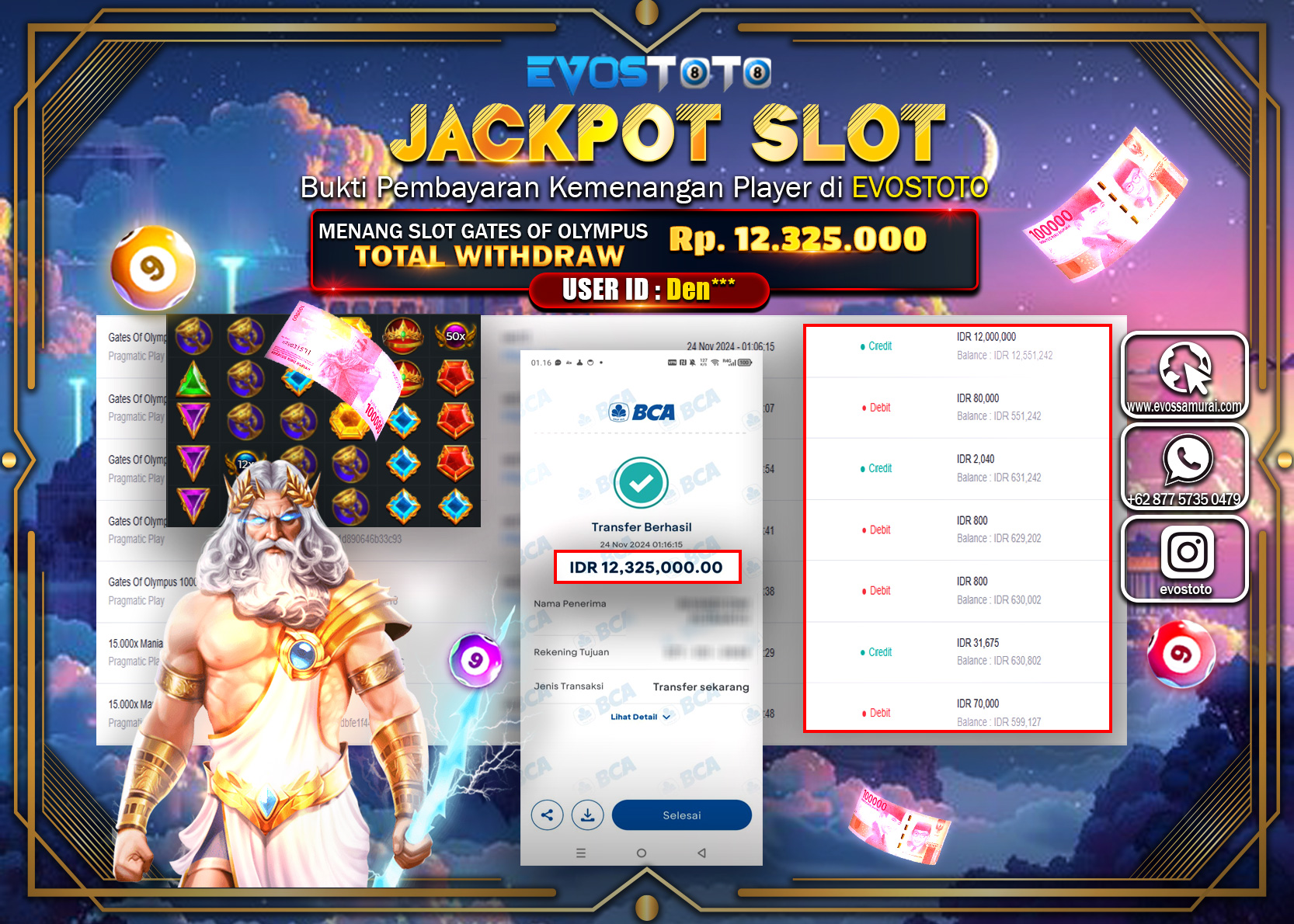 PEMBAYARAN JACKPOT SLOT GATES OF OLYMPUS 12.325.000 DI BAYAR LANGSUNG !