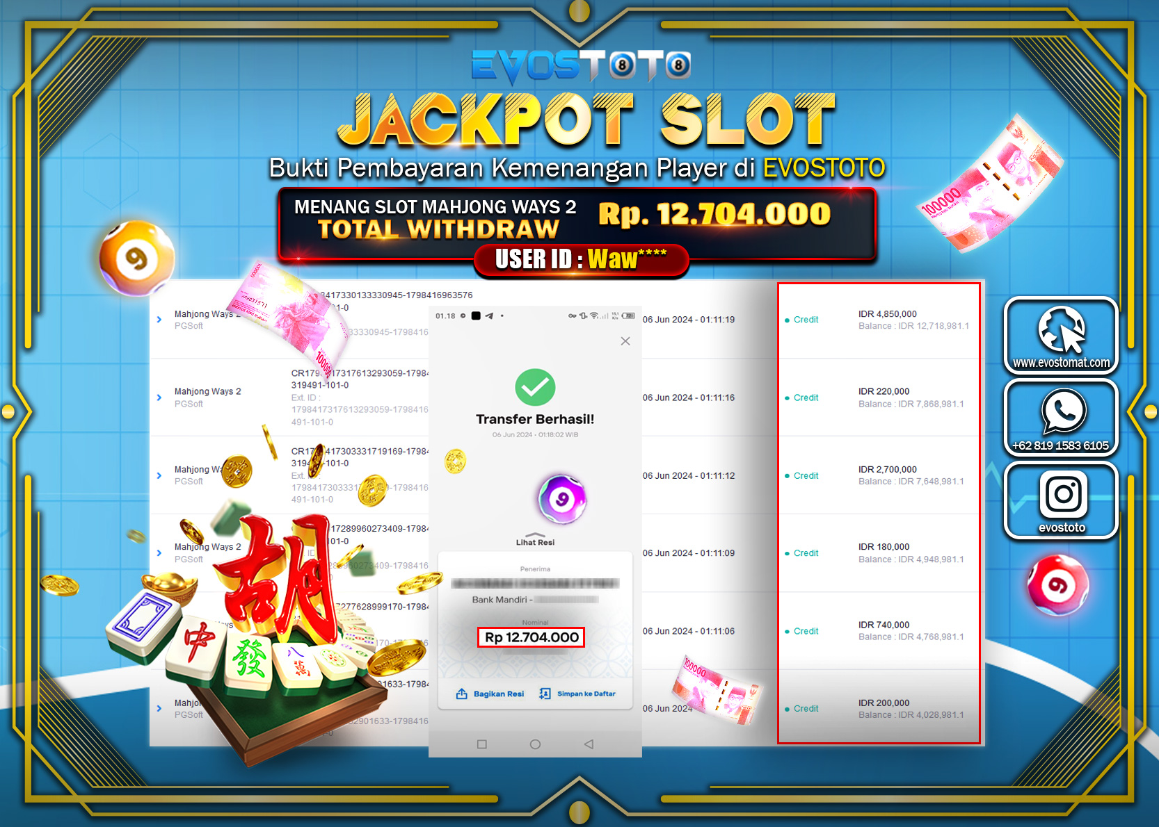 PEMBAYARAN JACKPOT SLOT MAHJONG WAYS 2 12.704.000 DI BAYAR LANGSUNG !