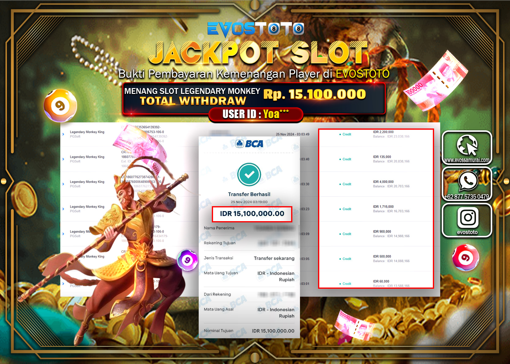 PEMBAYARAN JACKPOT LEGENDARY MONKEY 15.100.000 DI BAYAR LANGSUNG !